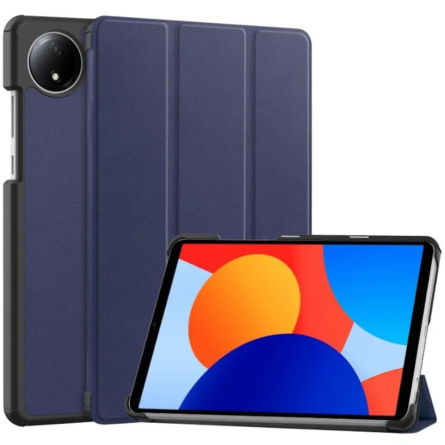 Wigento Tablet-Hülle Für Xiaomi Redmi Pad SE 8.7 3folt Wake UP Smart Case Hülle Dunkelblau, 3-Fach Halterung, Kratzfest, Leicht