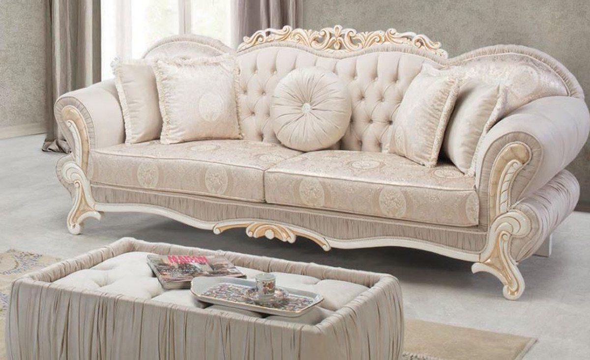 Casa Padrino Beistelltisch Luxus Wohnzimmermöbel - x Hellrosa 63 x Beistelltisch Gold Weiß 42 cm 91 Barock / / H