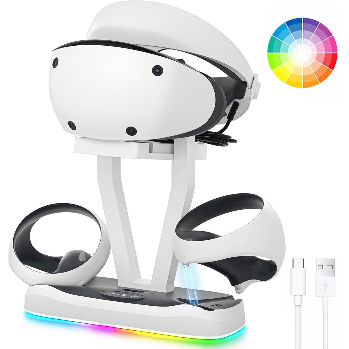 MOPUEA Ladestation für PS5 VR2 Controller PS5 VR2 Dual-Sense-Ladestation Ladestation (Set, 1-tlg., Stabile & ordentliche Aufbewahrung, Magnetisches Schnellladen mit Schutzfunktion)