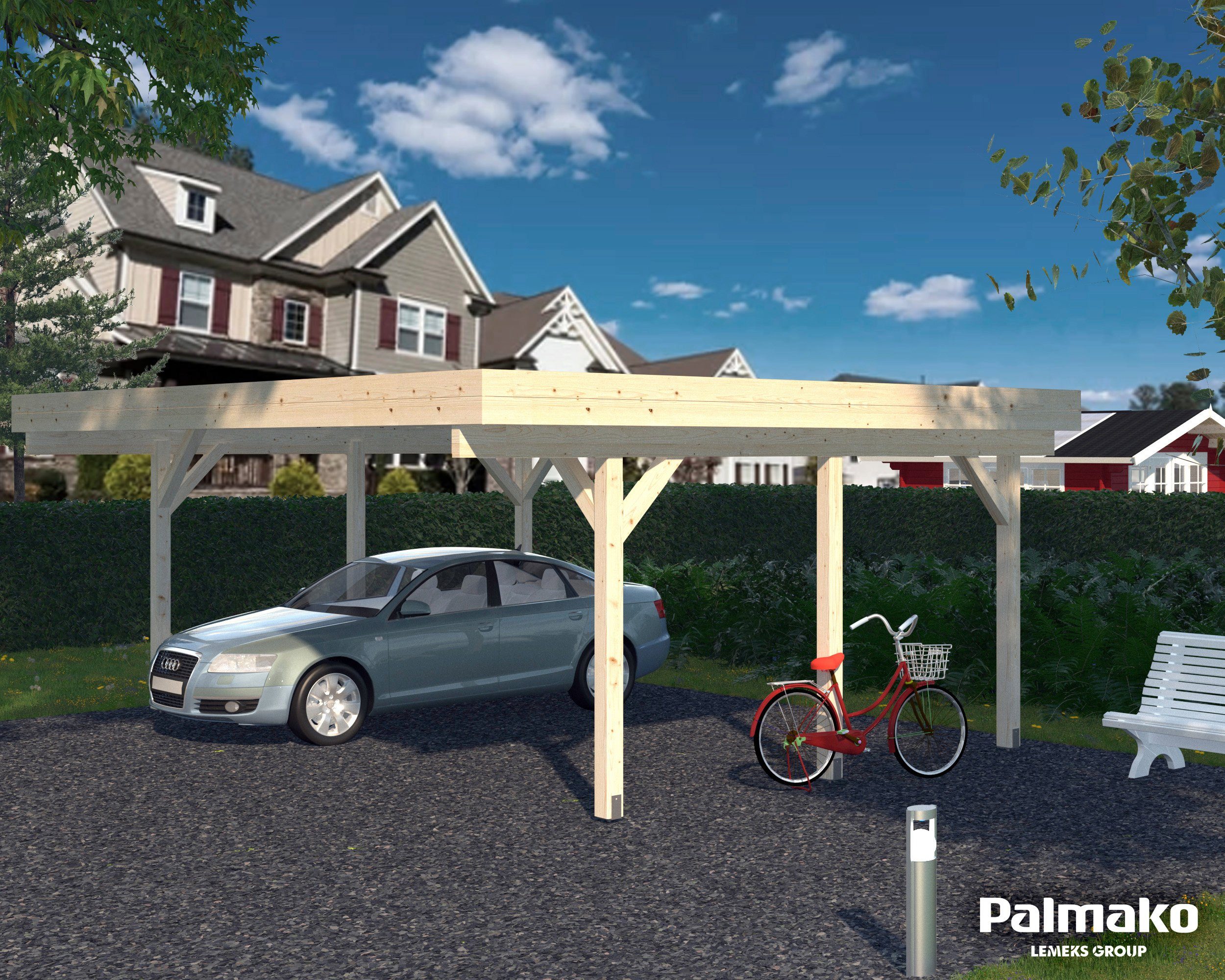 Palmako Doppelcarport Karl, BxT: 600x512 cm, Nordisches Fichtenholz