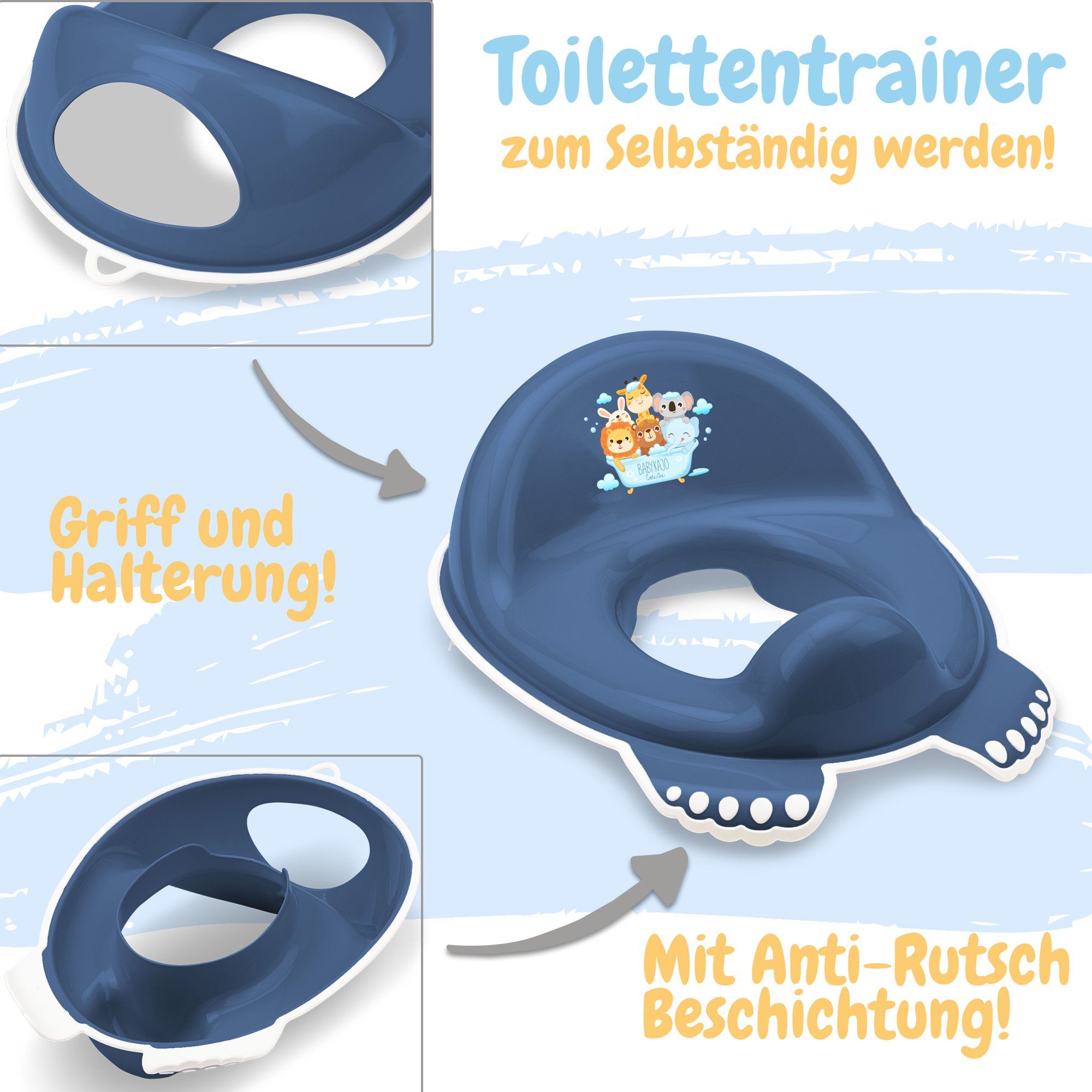 3-tlg), Babykajo TÜV Friends dunkelblau Rheinland - - (Set, Toilettentrainer, geprüft! Hocker Töpfchen, Topf, Baby