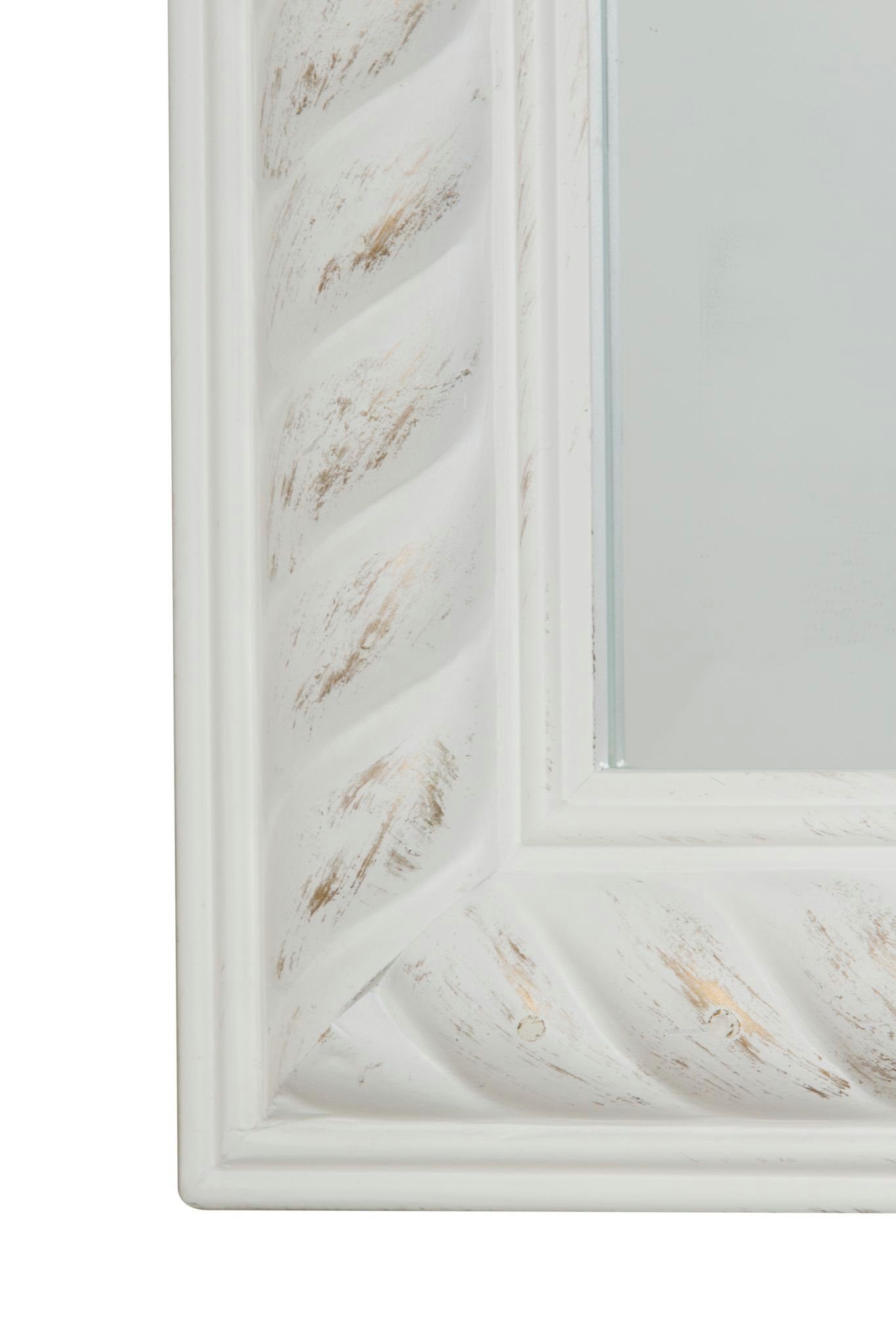 antik 62x82x7 weiß vintage elbmöbel Spiegel weiß Wandspiegel: | weiß Wandspiegel Kordelrahmen holz Badezimmerspiegel, cm Wandspiegel