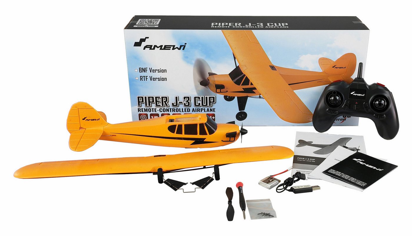 Thumbnail - Amewi RC-Bagger Amewi RC Flugzeug Piper J-3 Cup rot/weiß, 3-Kanal RTF, Gyro, Mode 2