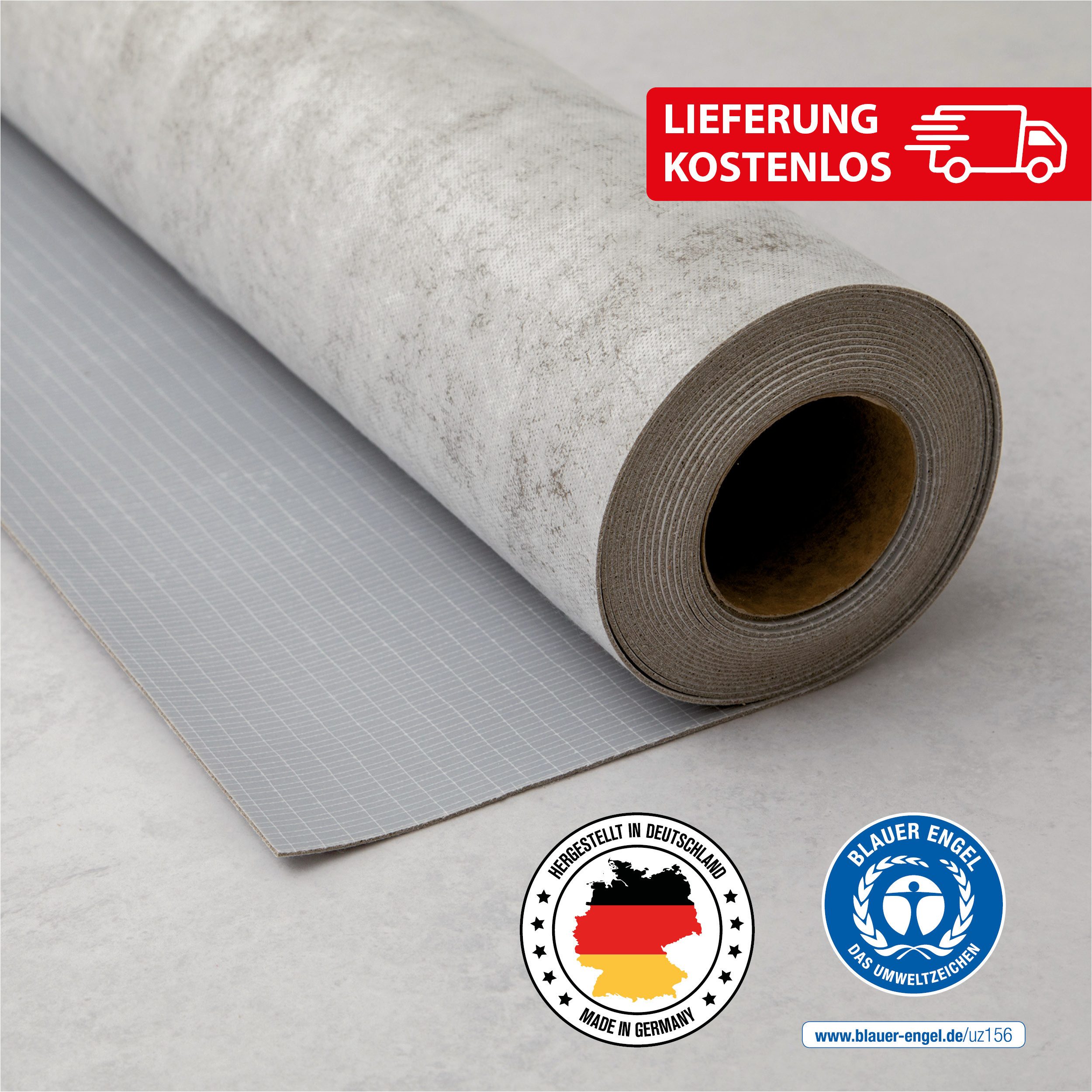 FIXMAT Dämmunterlage Unterlagsmatte Klebematte für Klebe-Vinylböden, (1 Rolle mit 6,5 m², Kostenlose Lieferung), Leicht zu verlegen, gleicht Temperaturunterschiede aus
