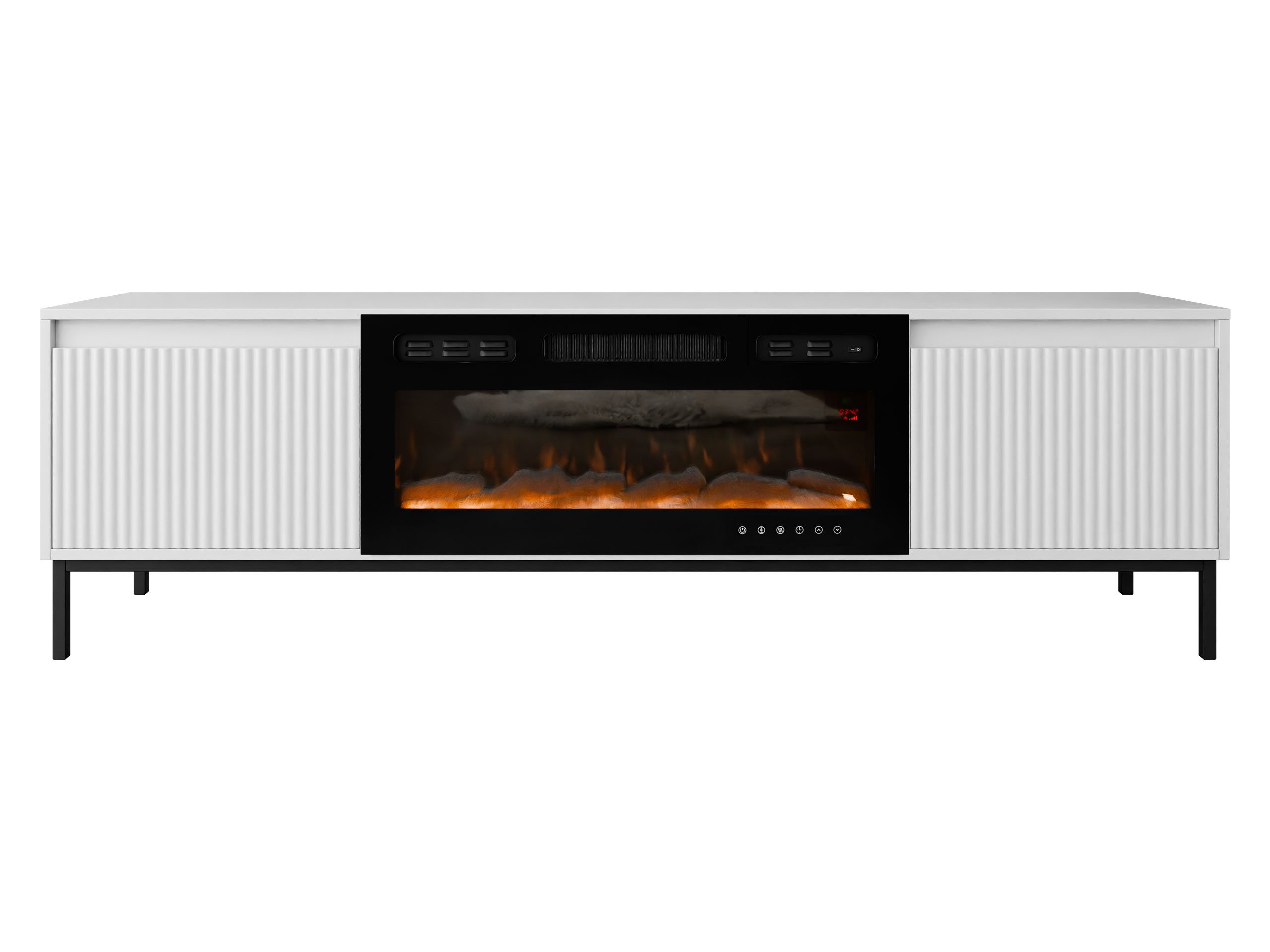 MIRJAN24 TV-Schrank Ozmi 2K EF mit Kamin (mit zwei Kleppen) Realistische LED-Flamme, push to open