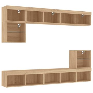 vidaXL TV-Schrank 8-tlg. Wohnwand mit LED-Beleuchtung Sonoma-Eiche Holzwerkstoff (1-St)