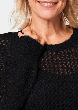 GOLDNER Strickpullover Femininer Pullover in Netzoptik mit Pailletten