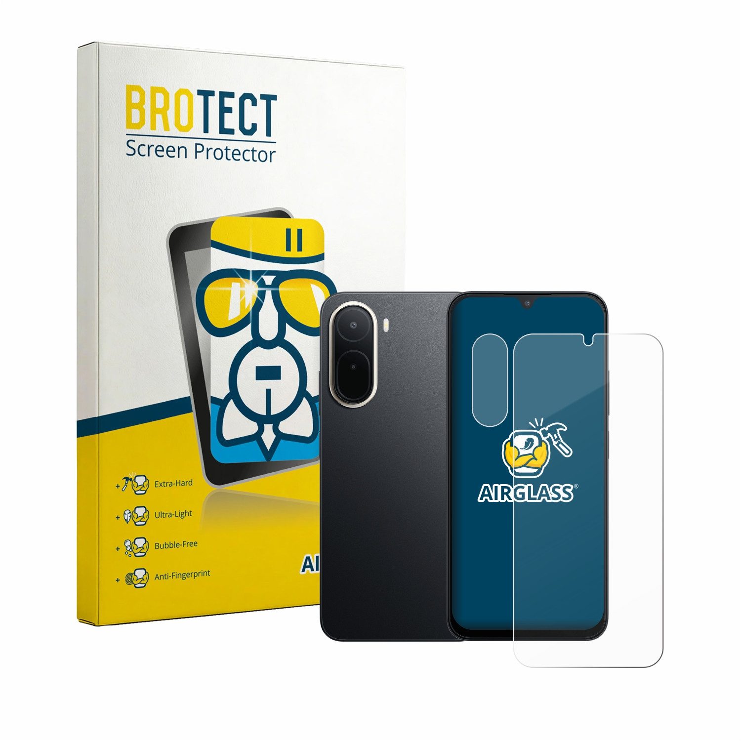 BROTECT Displayschutzglas Folie für Xiaomi Redmi A7 Pro (Display+Kamera), Schutzfolie Glas Panzer Display Schutz klar
