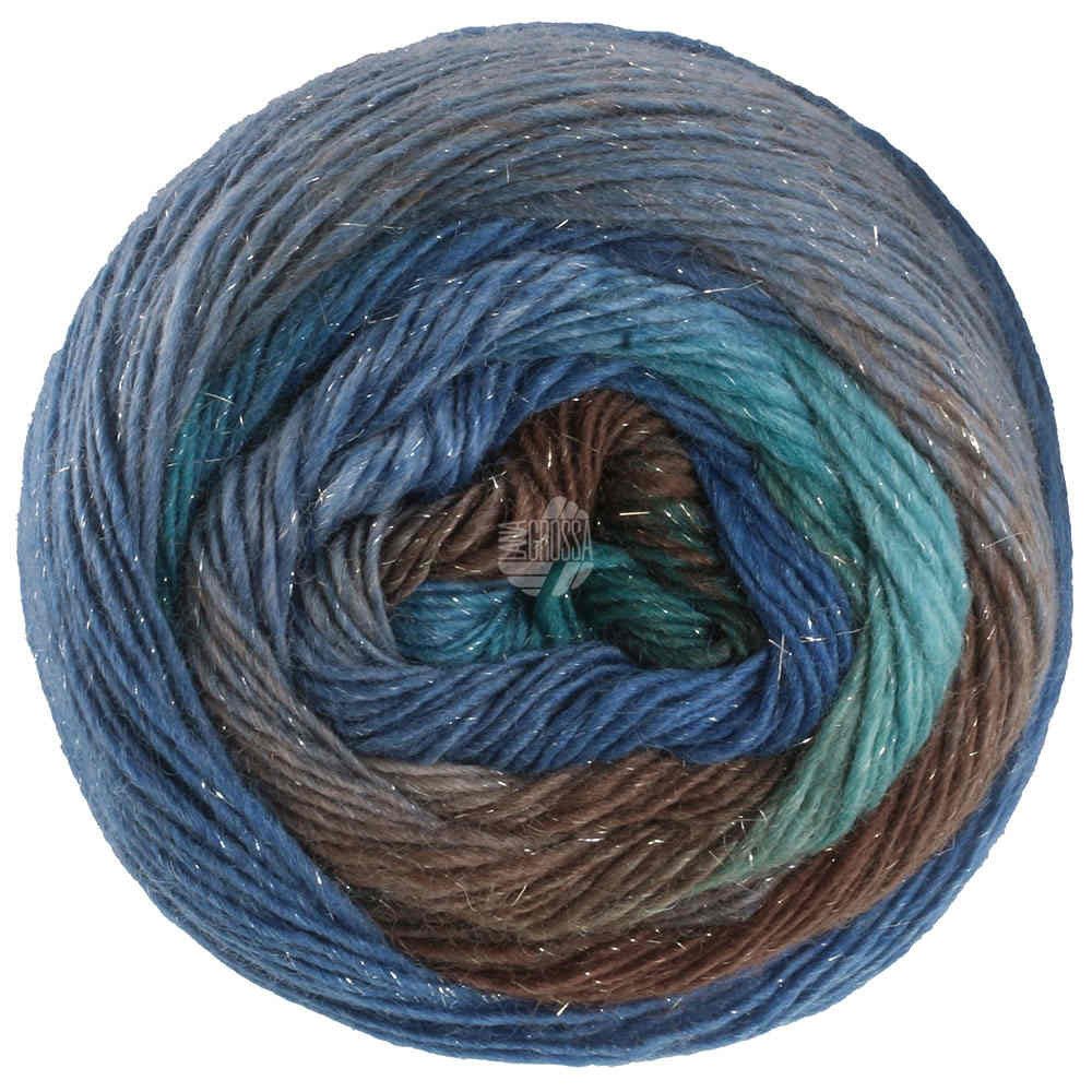 LANA GROSSA MEILENWEIT 100 COLOR MIX SPARKS Häkelwolle, 400 m (100 Gramm), 4-fädige Merino - Sockenwolle mit Lurexfaden