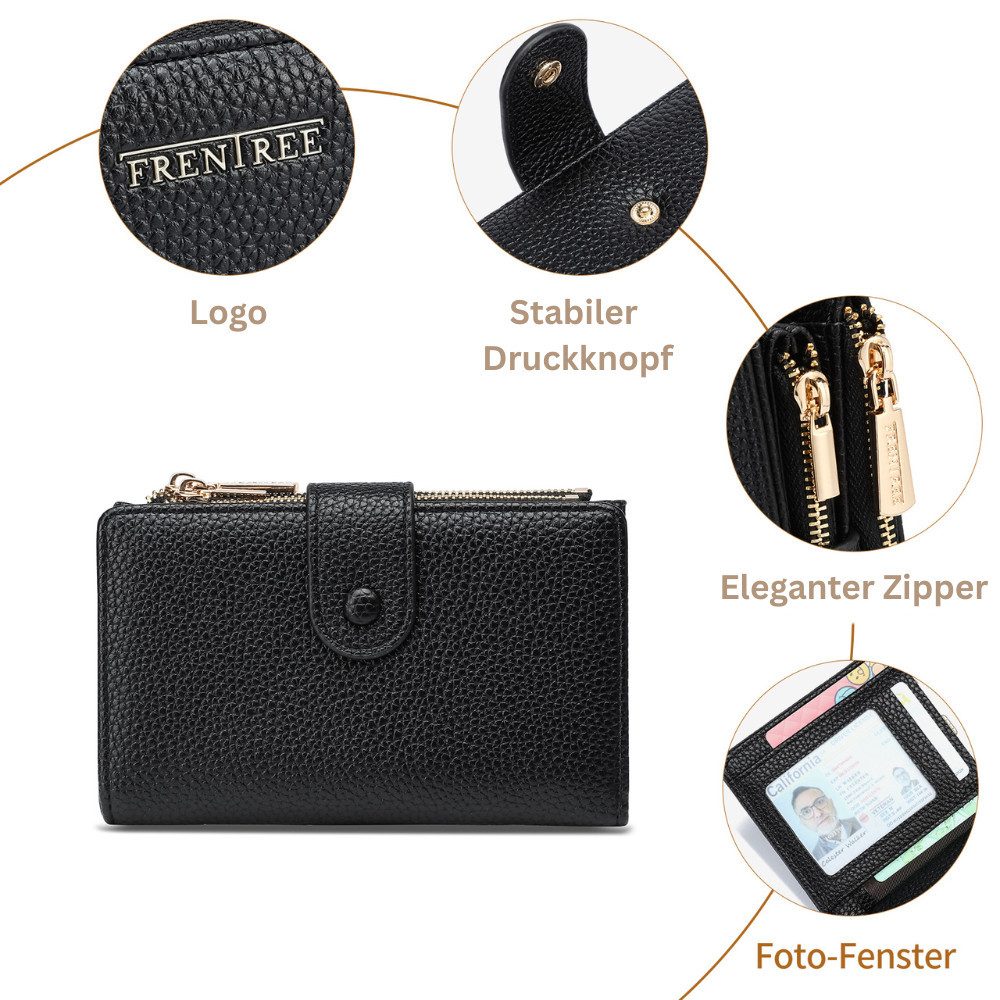 Frentree Geldbörse Damen mit RFID Schutz, Echtleder Optik, großes Münzfach, günstig online kaufen