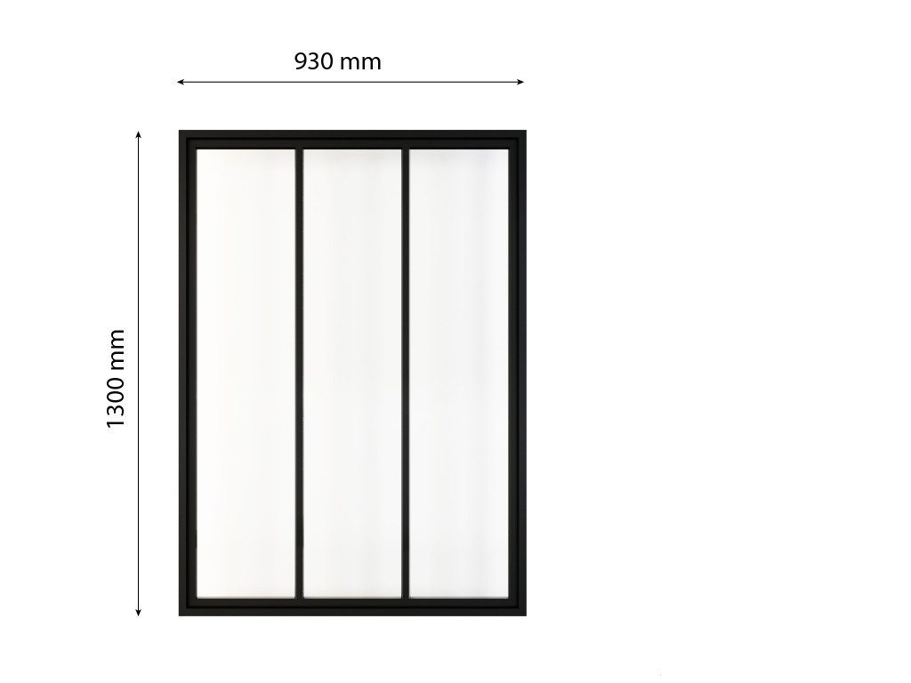 inova wohnen Fenster Innenfenster, 93x130 cm Sicherheitsglas klar schwarzer Stahlrahmen vormontiert