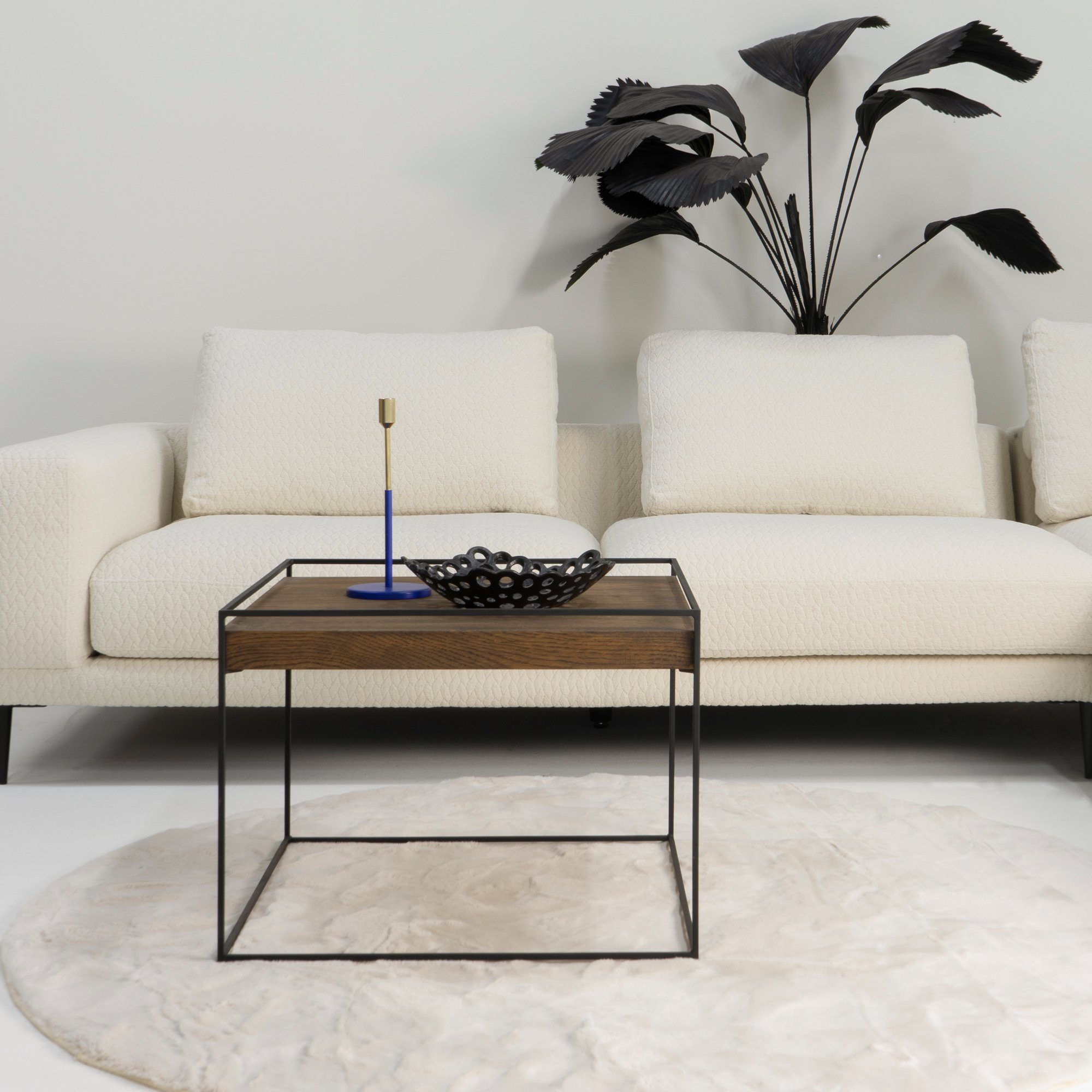 Torna Design Schwarz Torna 60x46x60cm Beistelltisch - THIN WALNUT 60 Beistelltisch WOOD Furniture