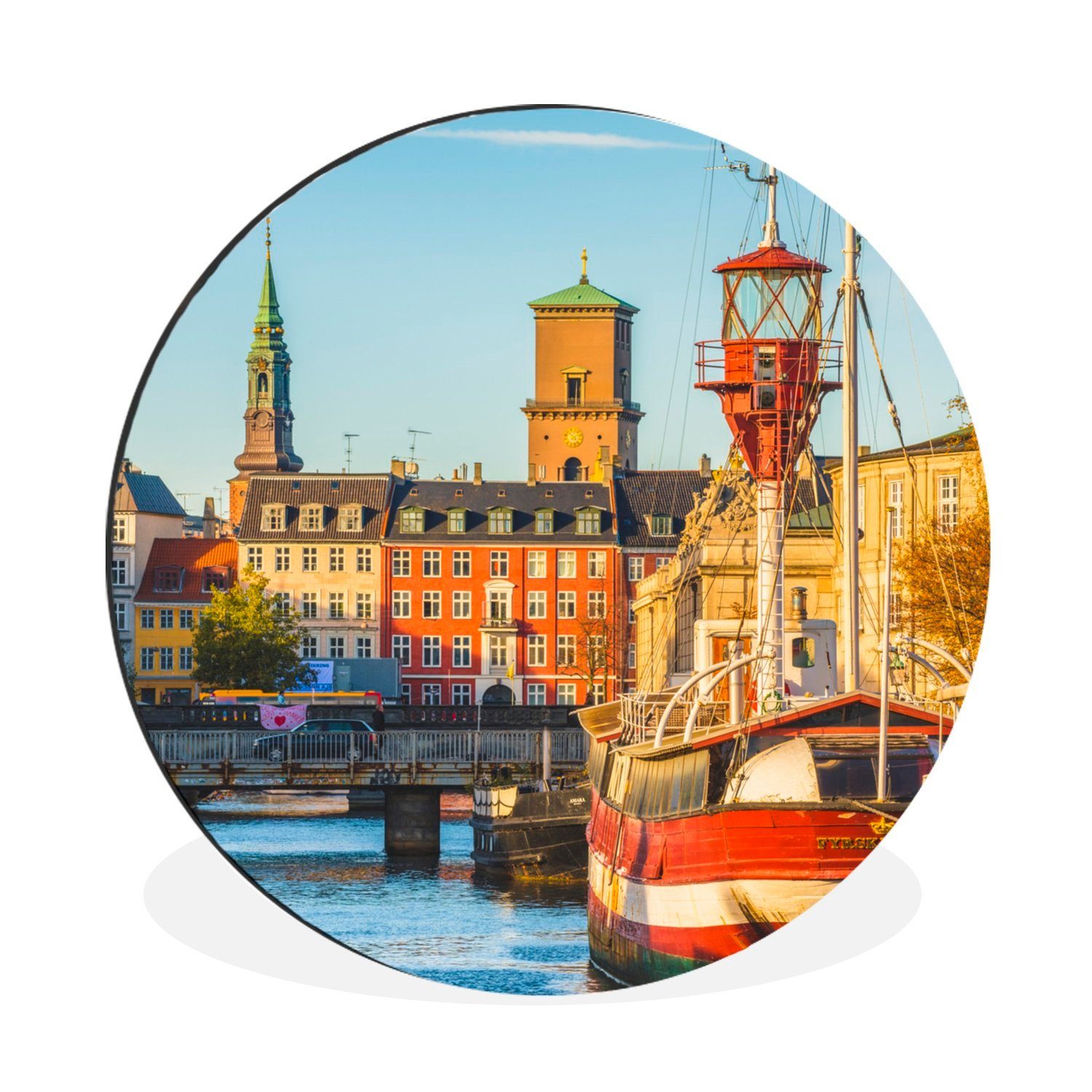 MuchoWow Gemälde Wandbild Rund Wanddeko Deko Wohnzimmer Bilder, (1 St)