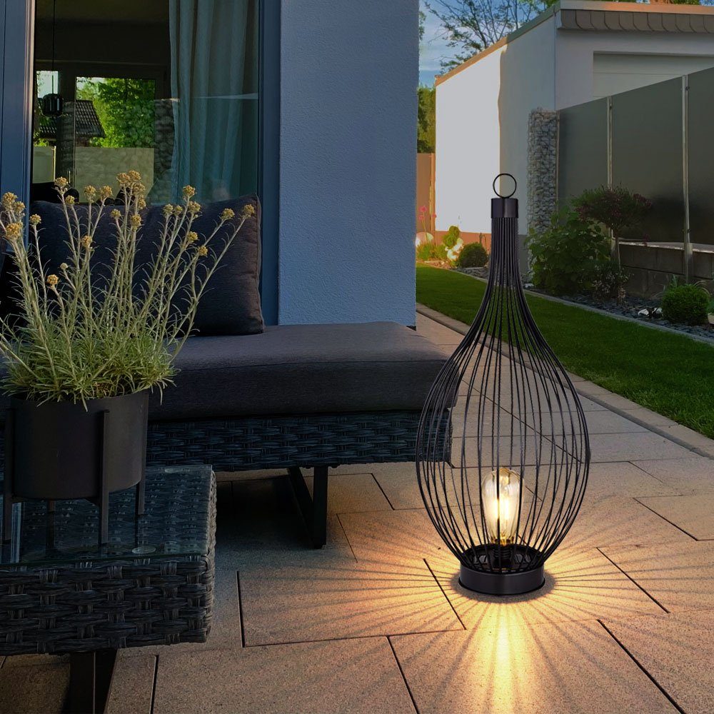 etc-shop fest Warmweiß, 2x Hof verbaut, Solar Design Terrassen Lampe LED Außen Käfig Hänge LED-Leuchtmittel Außen-Deckenleuchte,