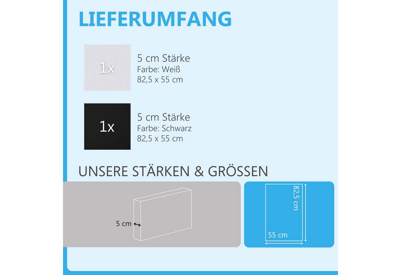 Thumbnail - platino24 Akustikplatte 2er Set Rechtecke aus Basotect ® G+ mit Akustikfilz 825x550x50mm