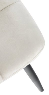 TPFLiving Esszimmerstuhl Atina mit hochwertig gepolsterter Sitzfläche - Konferenzstuhl (Küchenstuhl - Wohnzimmerstuhl), Gestell: Metall schwarz - Sitzfläche: Samt cremeweiß