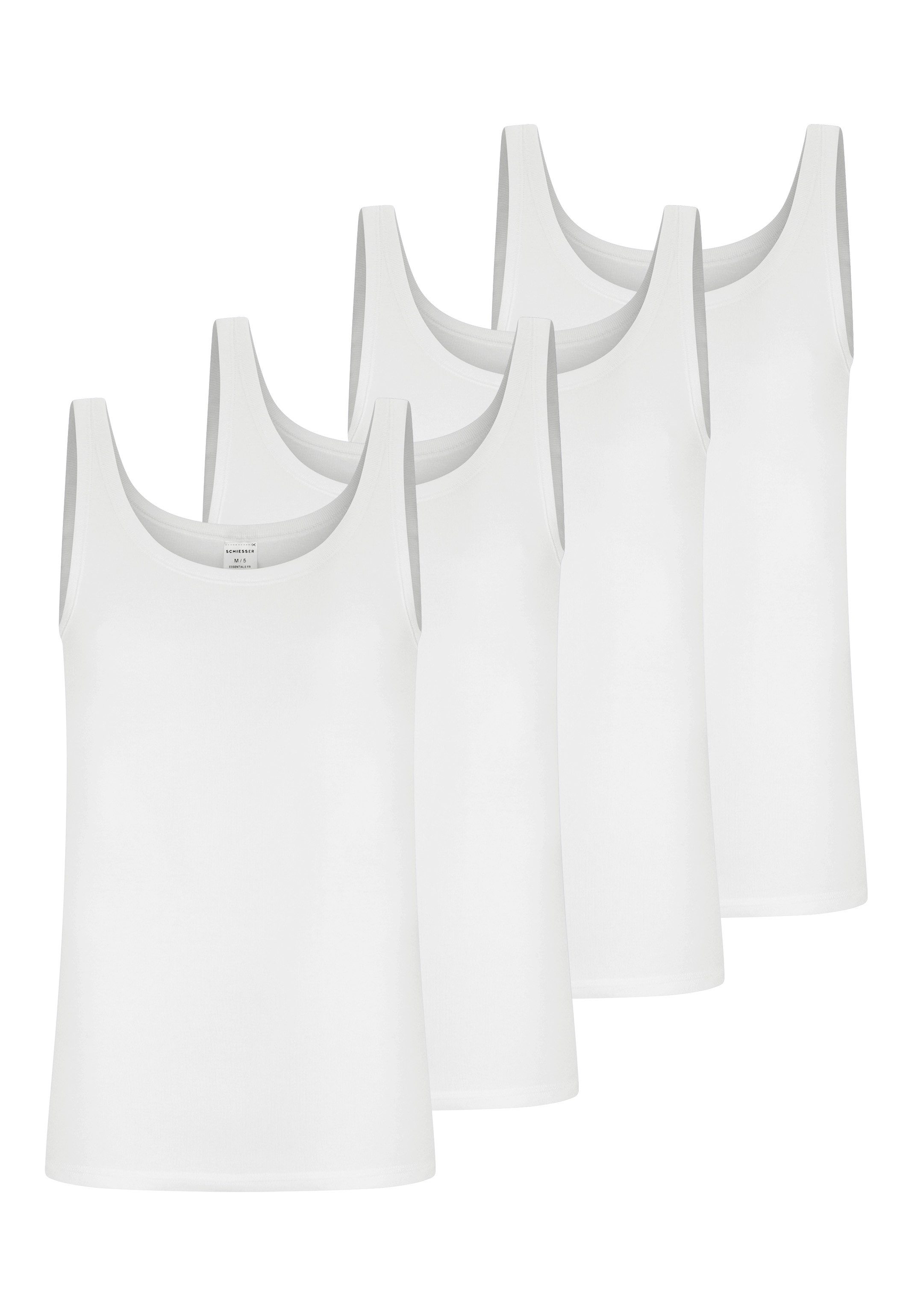Schiesser Unterhemd 4er Pack Cotton Essentials Feinripp (Spar-Set, 4-St) Unterhemd / Tanktop - Baumwolle - Strapazierfähig