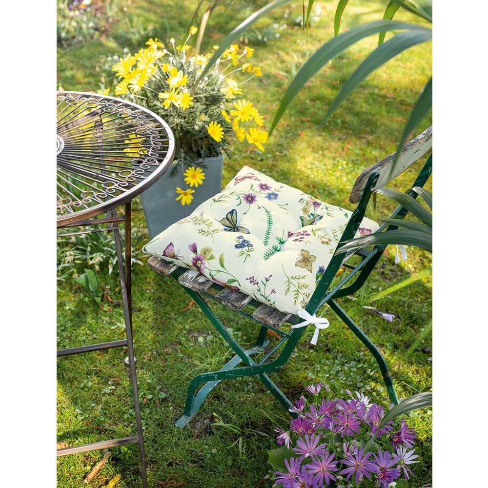 Home-trends24.de Stuhlkissen Stuhlkissen Blumen 38 x 38 Auflagekissen Kissen Wasserabweisend, Wasser - und schmutzabweisend
