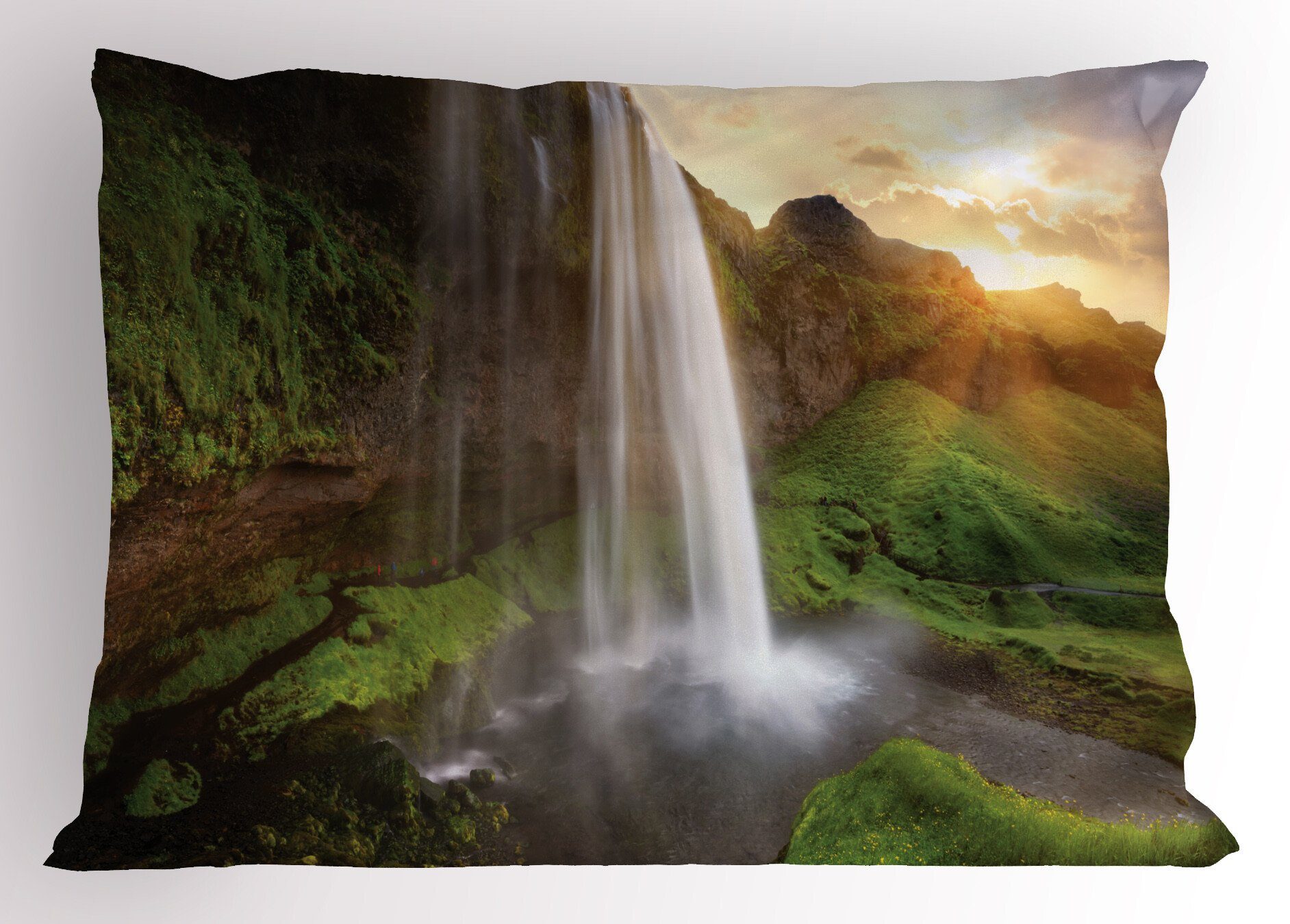 Island Wasserfälle (1 Queen Stück), Size Gedruckter Seljalandsfoss Kissenbezüge Kopfkissenbezug, Abakuhaus Dekorativer