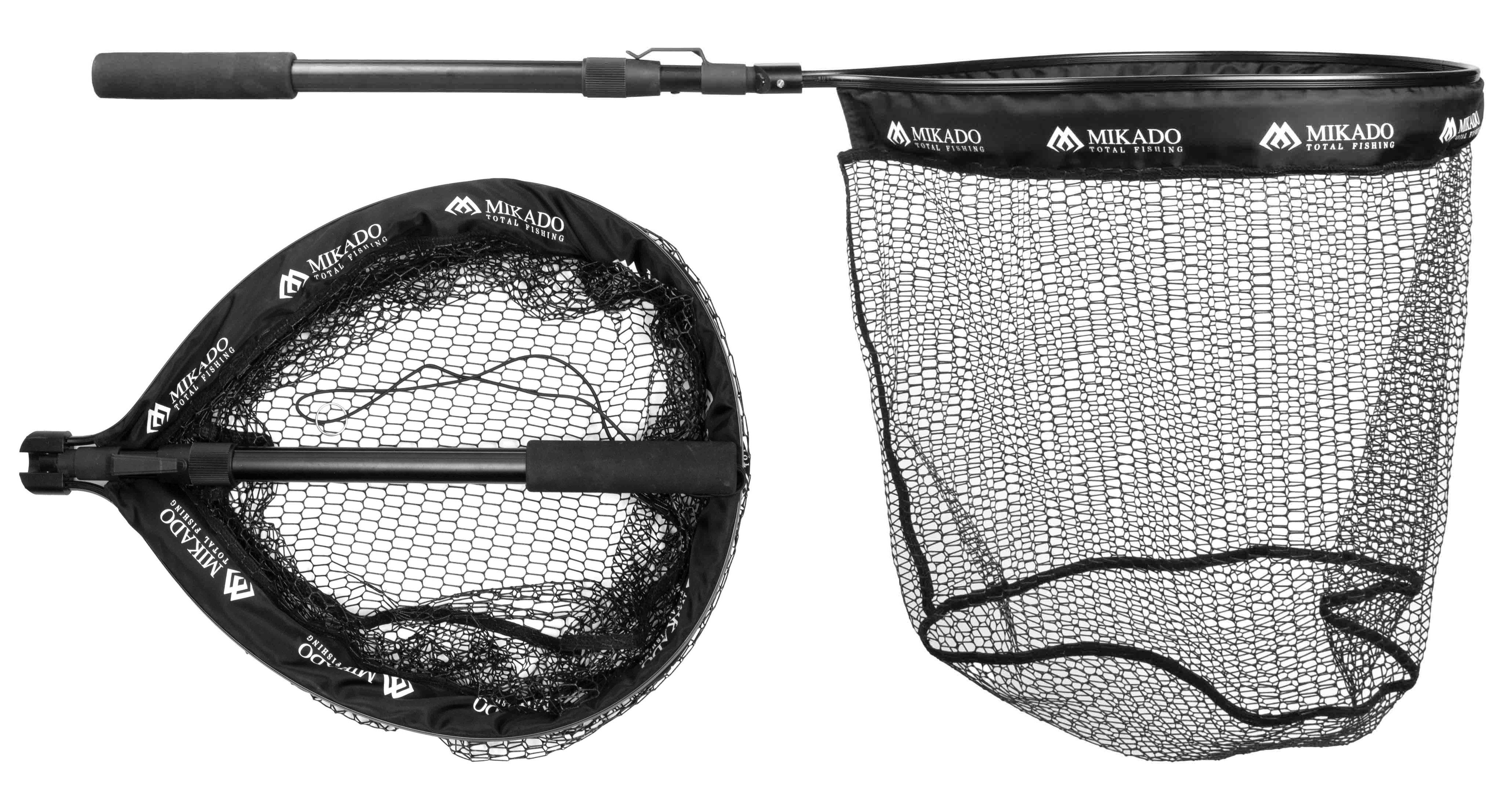 MIKADO Total Fishing Angelkescher Kescher MFT Klappbar Teleskop - 135cm - 50x40cm - Gumminetz, Gummiertes Netz