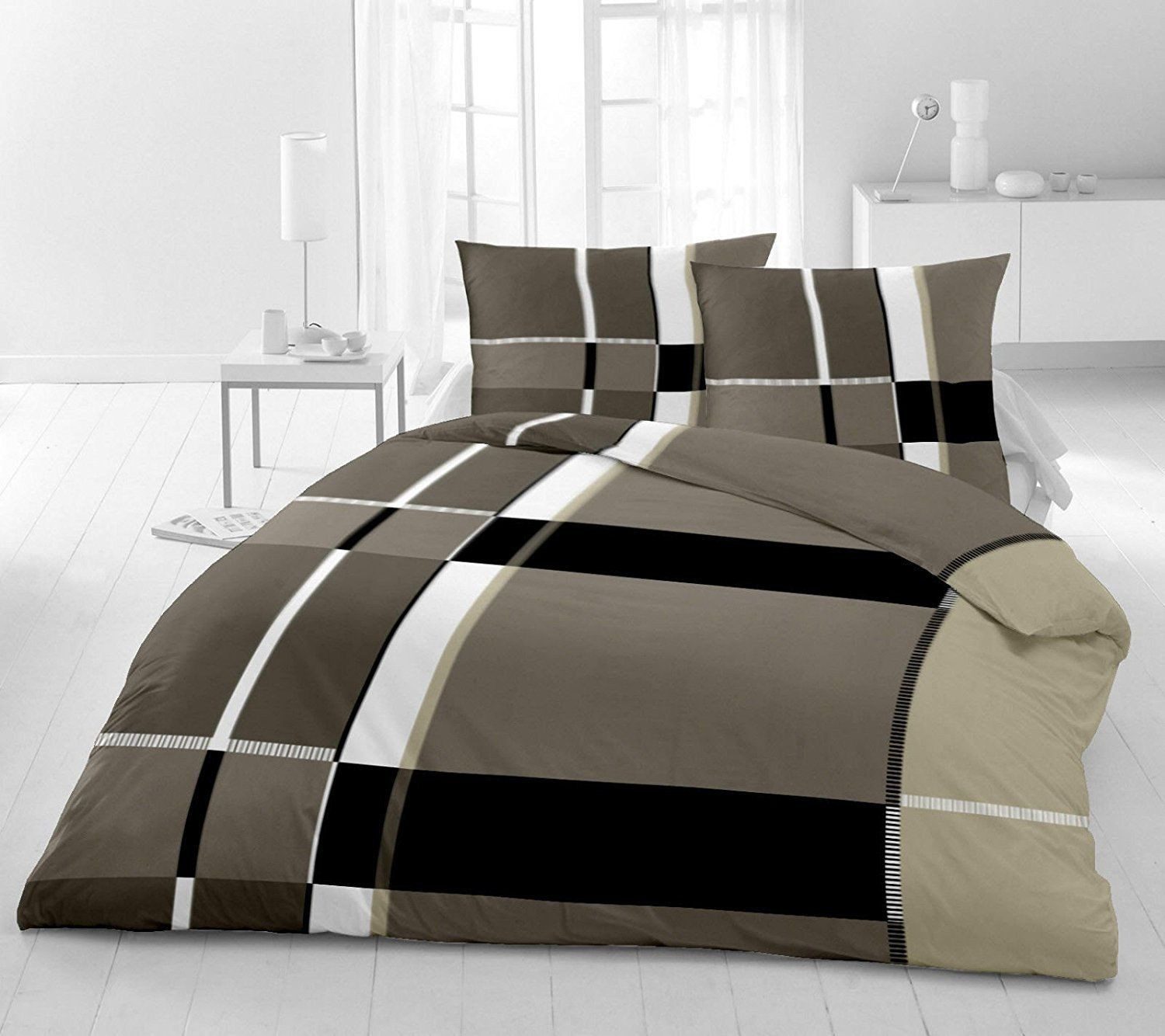 Haushaltshobel BETTWÄSCHE 2 tlg mit Kissenbezug Mikrofaser 155 x 220 CM Gray Boxer