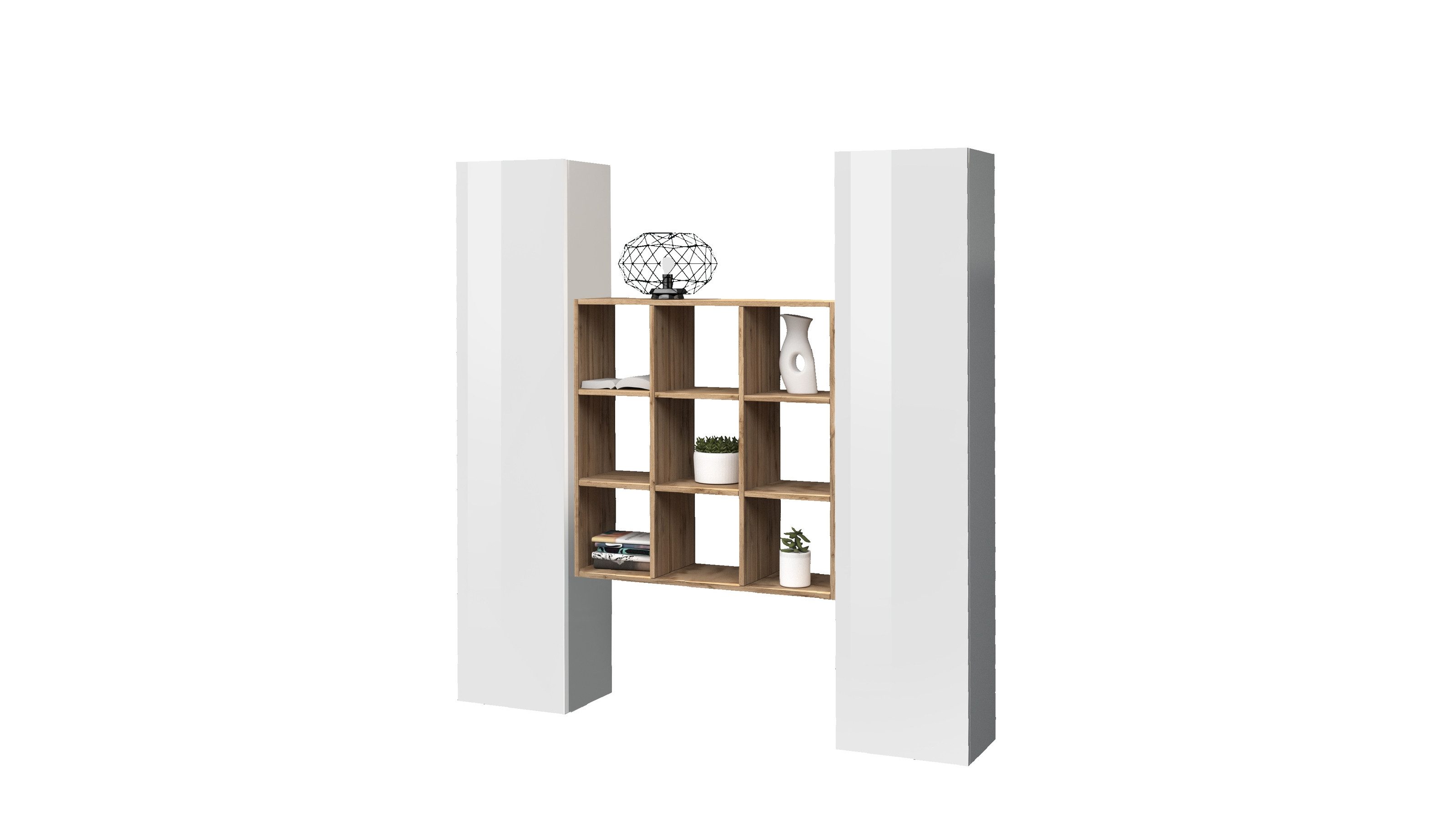 freiraum Wohnwand Benevent, (3-teilig) in Weiß Hochglanz - 170x180x30 (BxHxT)