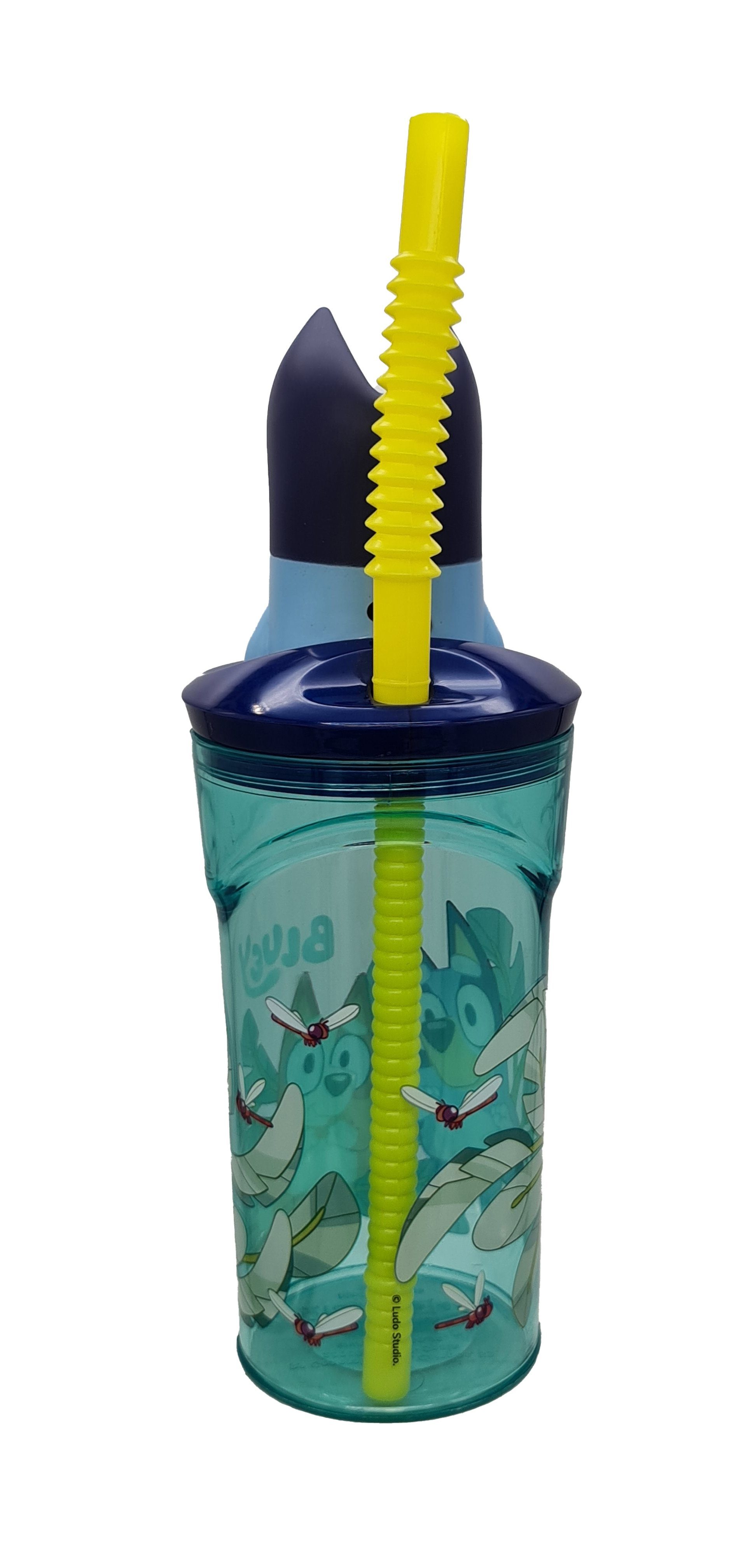 Bluey Kinderbecher Bluey 3D Deckel Kinder Trinkbecher Becher mit integriertem Halm 360 ml, BPA-Frei