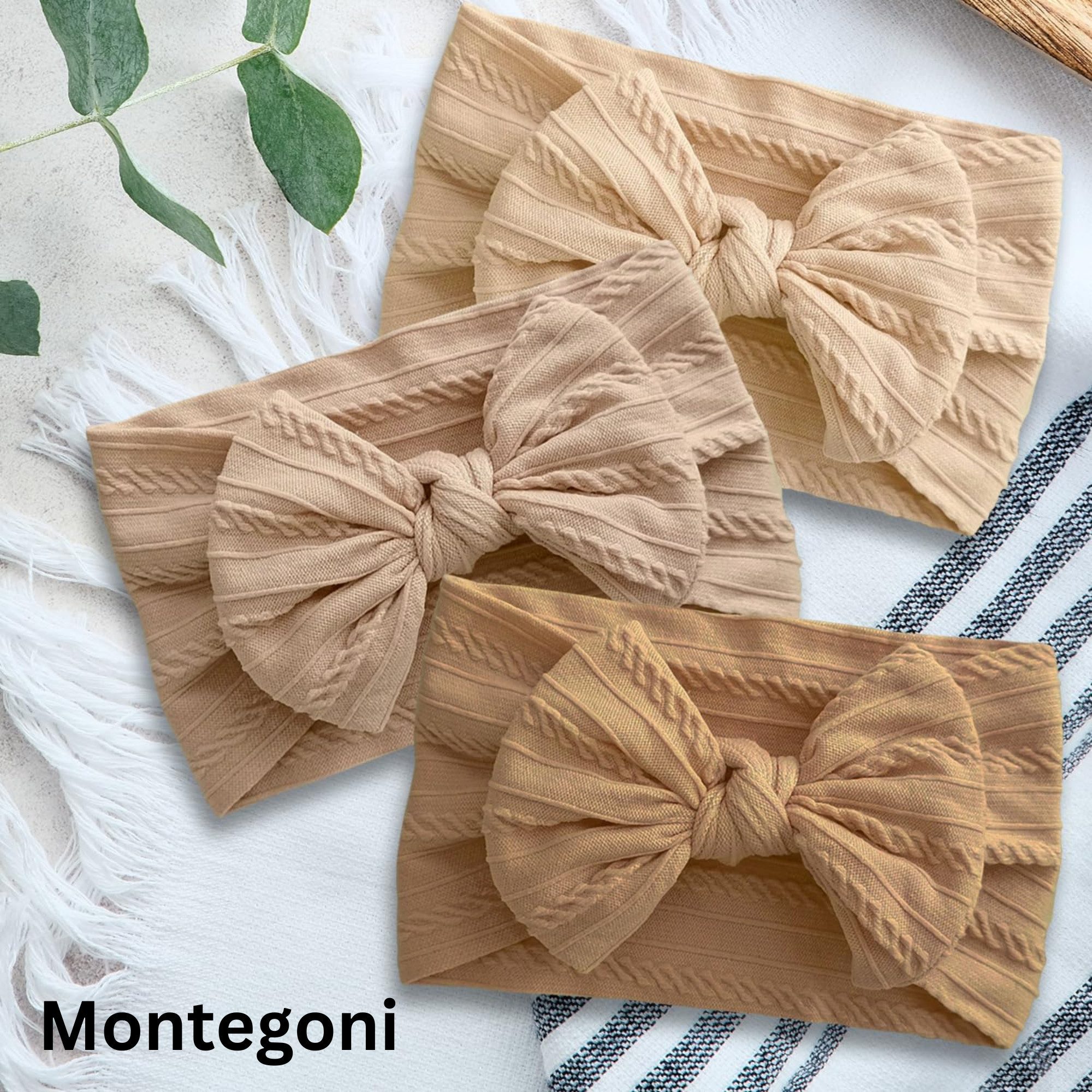 Montegoni Stirnband 3 Stück Baby-Turban-Stirnband für Neugeborene (Schleife Dekoration, Baby-Stirnbänder, Baby-Mädchen-Bögen) elastische Haarbänder für Kleinkinder, Neugeborene