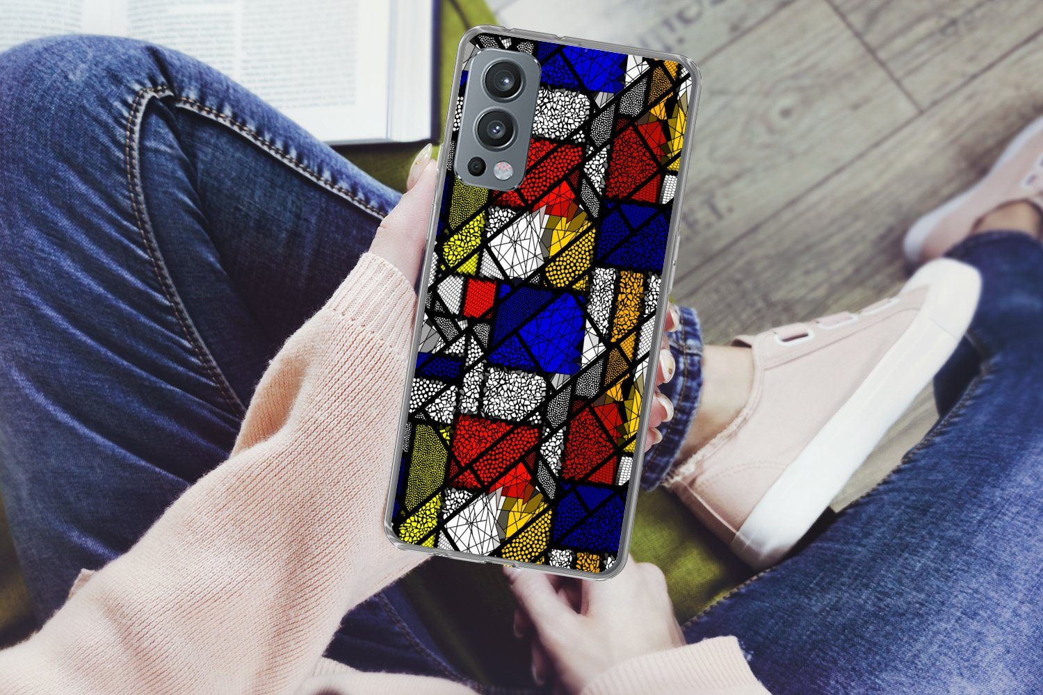 MuchoWow Handyhülle für OnePlus Nord 2 5G Mondrian - Glasmalerei - Alte Meister - Kunstwer, Phone Case, Silikon, Schutzhülle Dünn