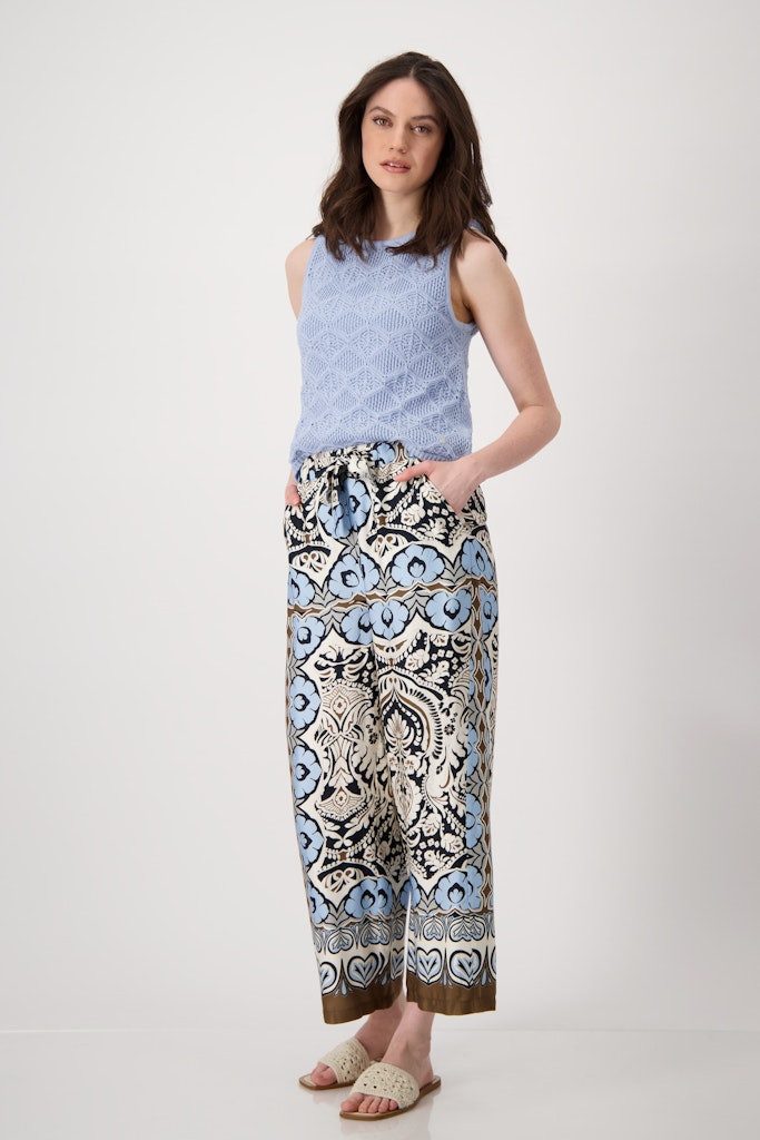 Monari 2-in-1-Hose Wide-Leg-Hose mit Ornamentmuster schwarz günstig online kaufen
