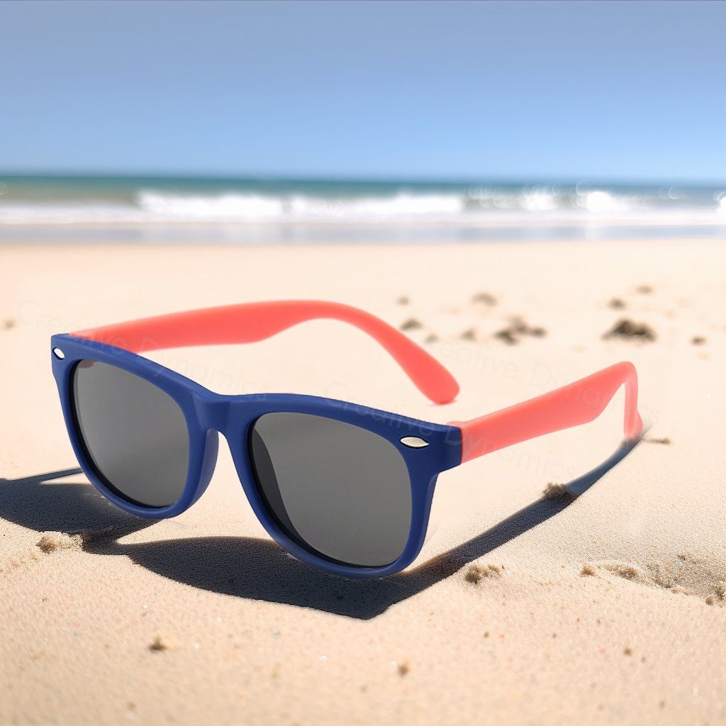 Jungen Brille UV400 Dunkelblau-Orange Kinder für Mädchen Gummi Schutz 100% Sonnenbrille Olotos Sonnenbrille