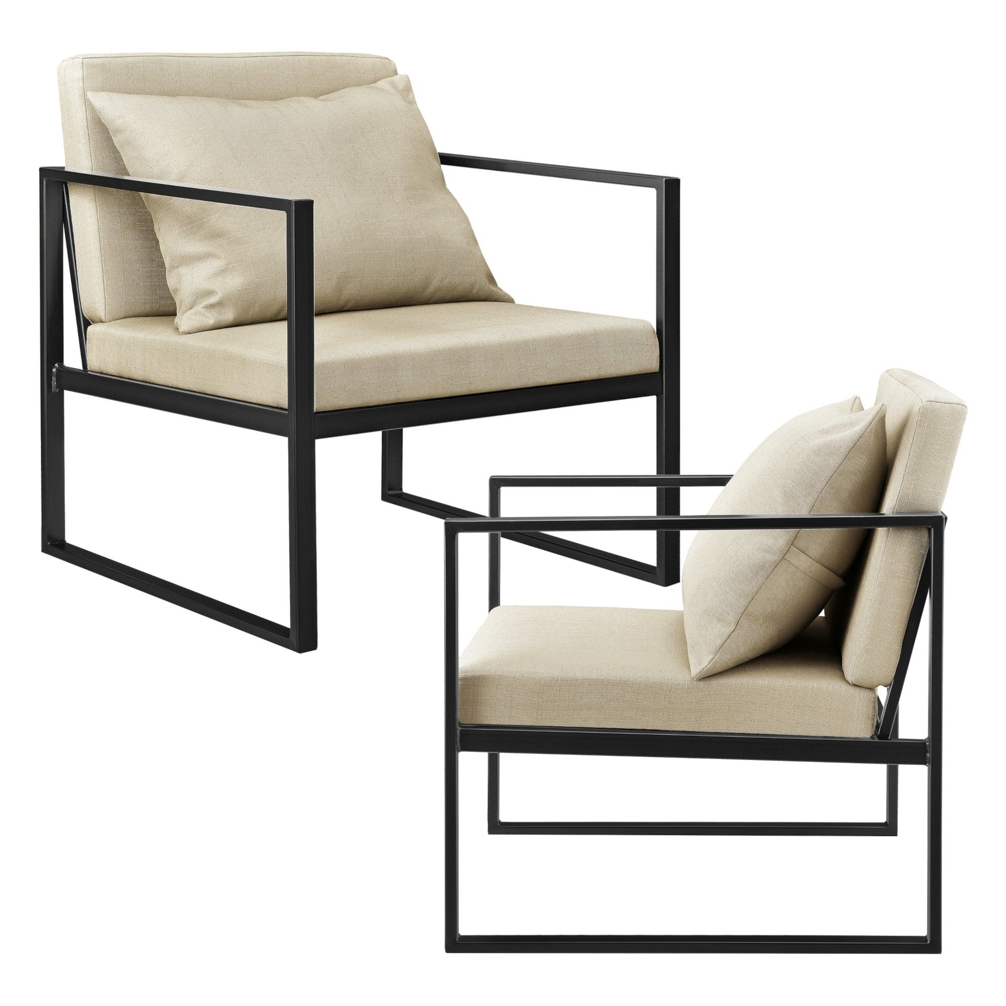 en.casa Sessel, »Ragusa« 2er Set Relaxsessel Polstersessel Sandfarben