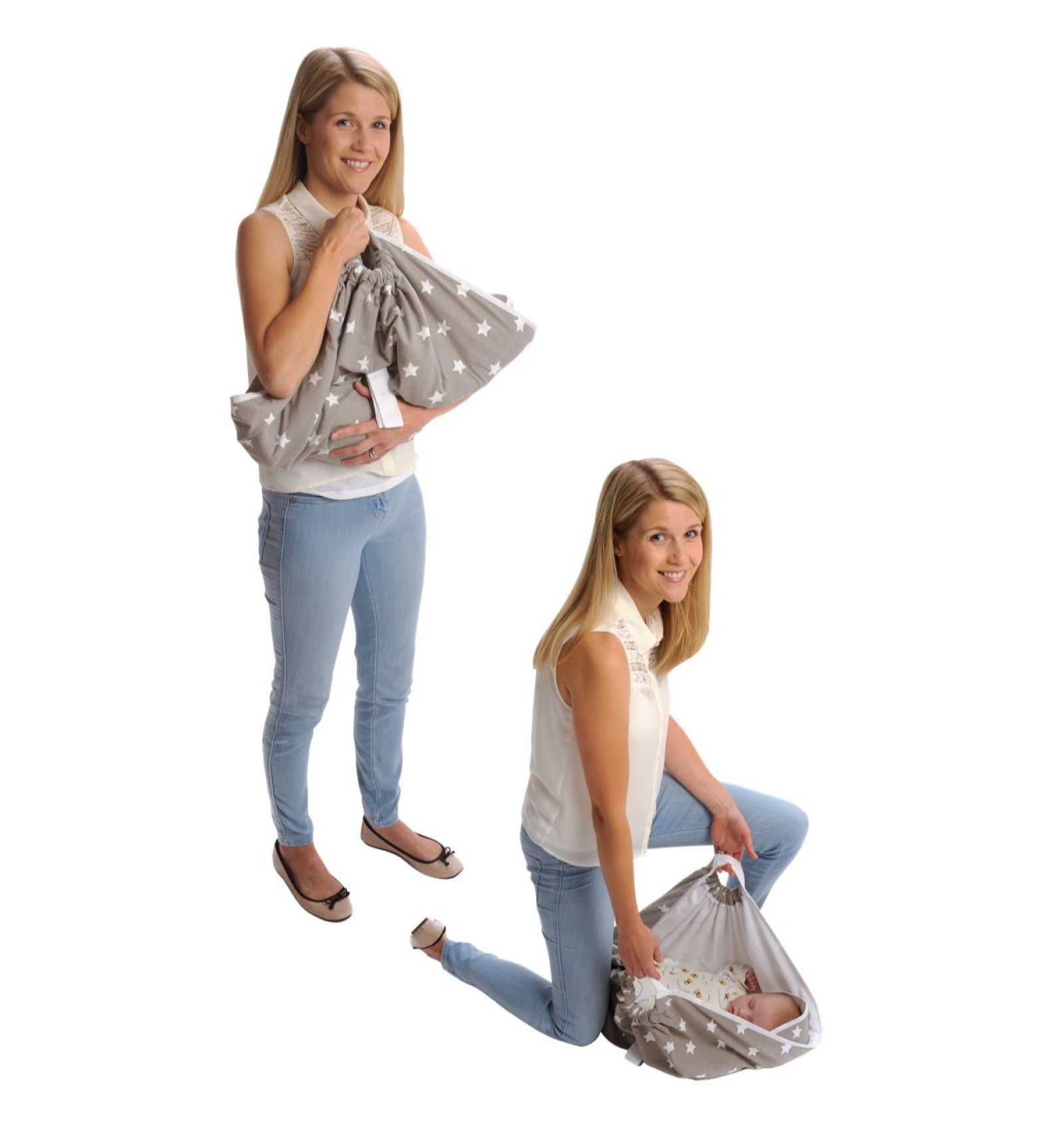 Snugglebundl Tragetuch ergonomische Babytragehilfe Snugglebundl, Babytragetuch mit Kopf- und Nackenstütze