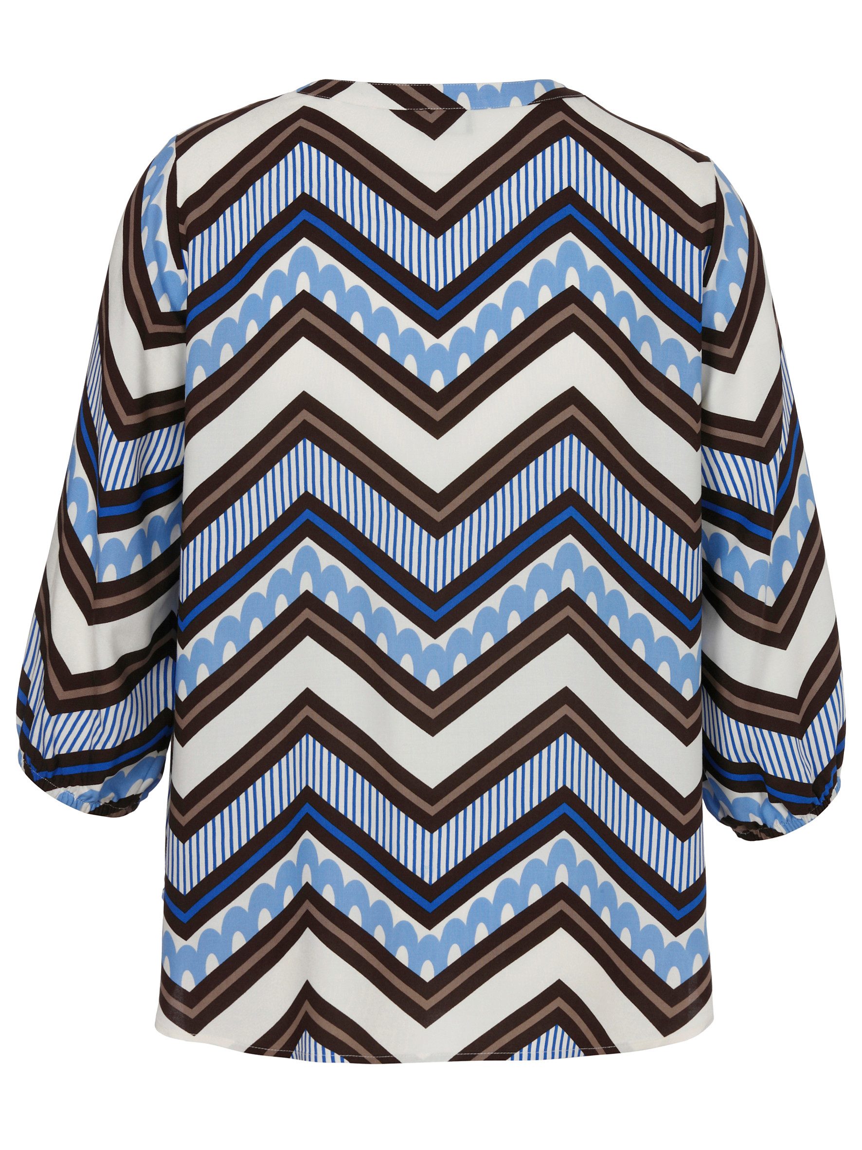 VIA APPIA DUE Klassische Bluse Bluse V-Ausschnitt 3/4 Arm Druck