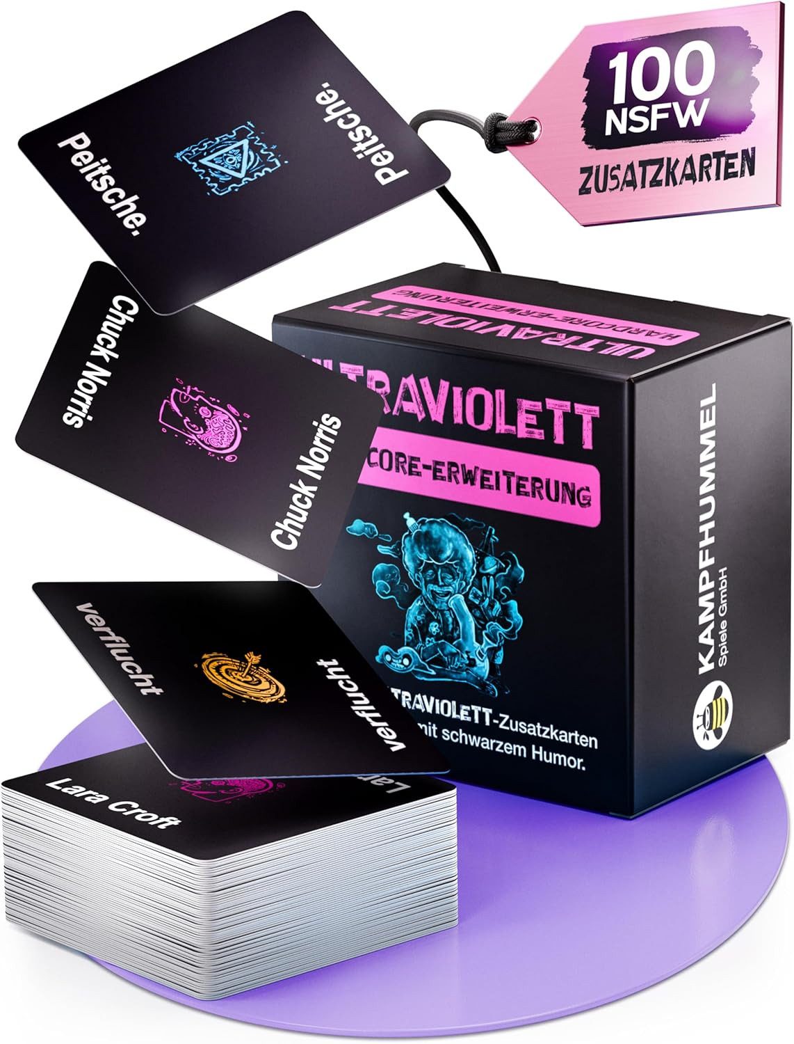 Kampfhummel Игры Spiel Ultraviolett, Hardcore Erweiterung, Schwarzer Humor, Brettspiel für Erwachsene