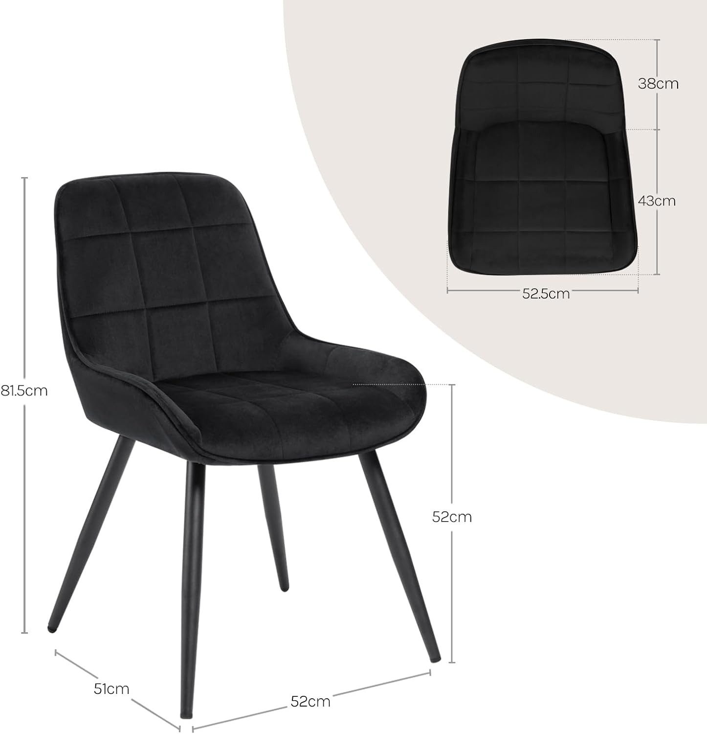 Woltu Esszimmerstuhl (2 St), Polsterstuhl Akzentstuhl mit Rückenlehne