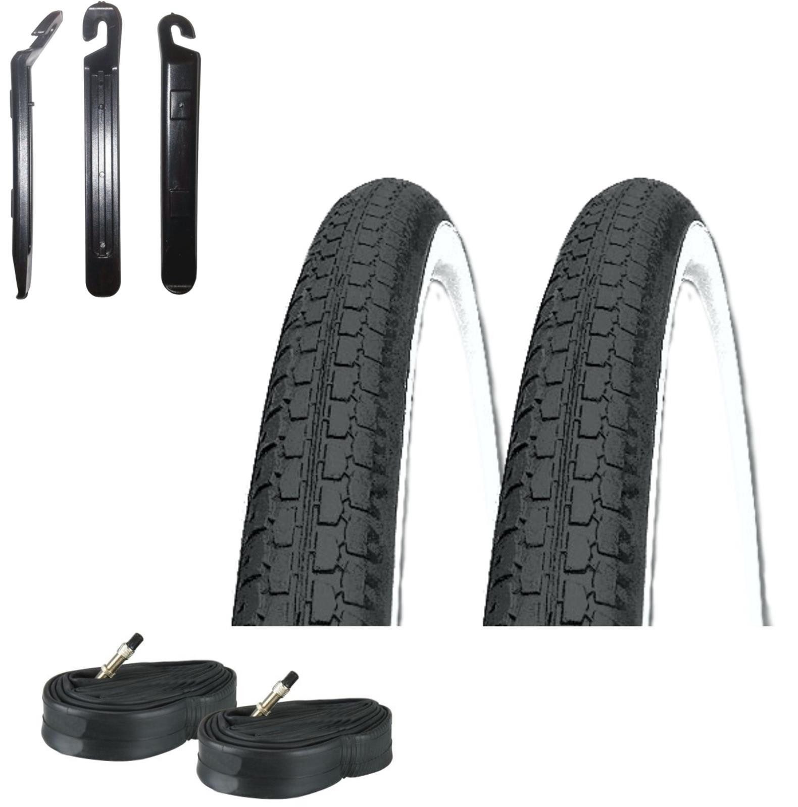 maxxi4you Fahrradreifen 2 x Kenda K-127 28" Schwarz/Weiß 47-622 + 2 DV + Heber