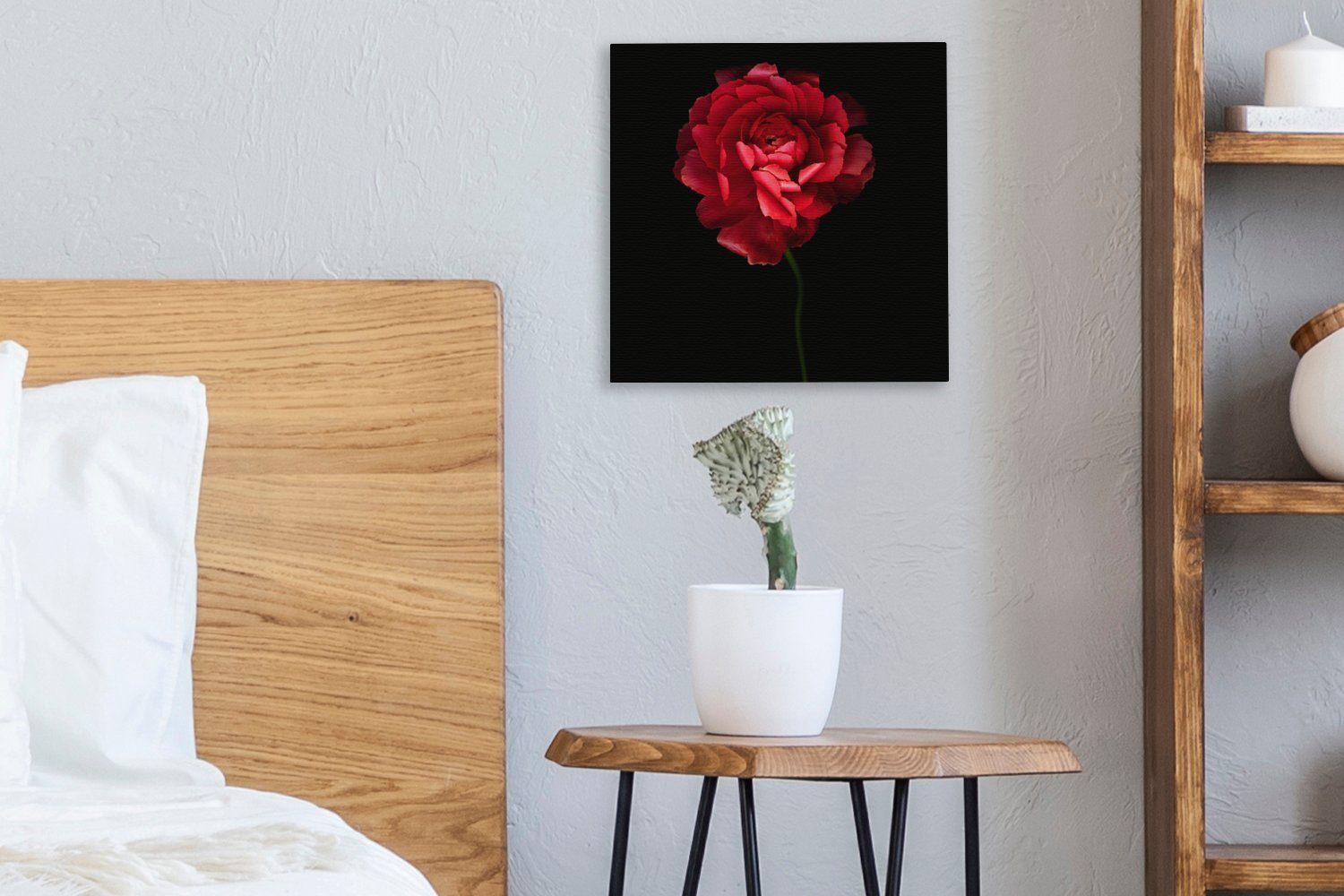 mit rote Leinwand St), schwarzem OneMillionCanvasses® Leinwandbild Butterblume (1 für Eine Wohnzimmer Hintergrund, Schlafzimmer Bilder