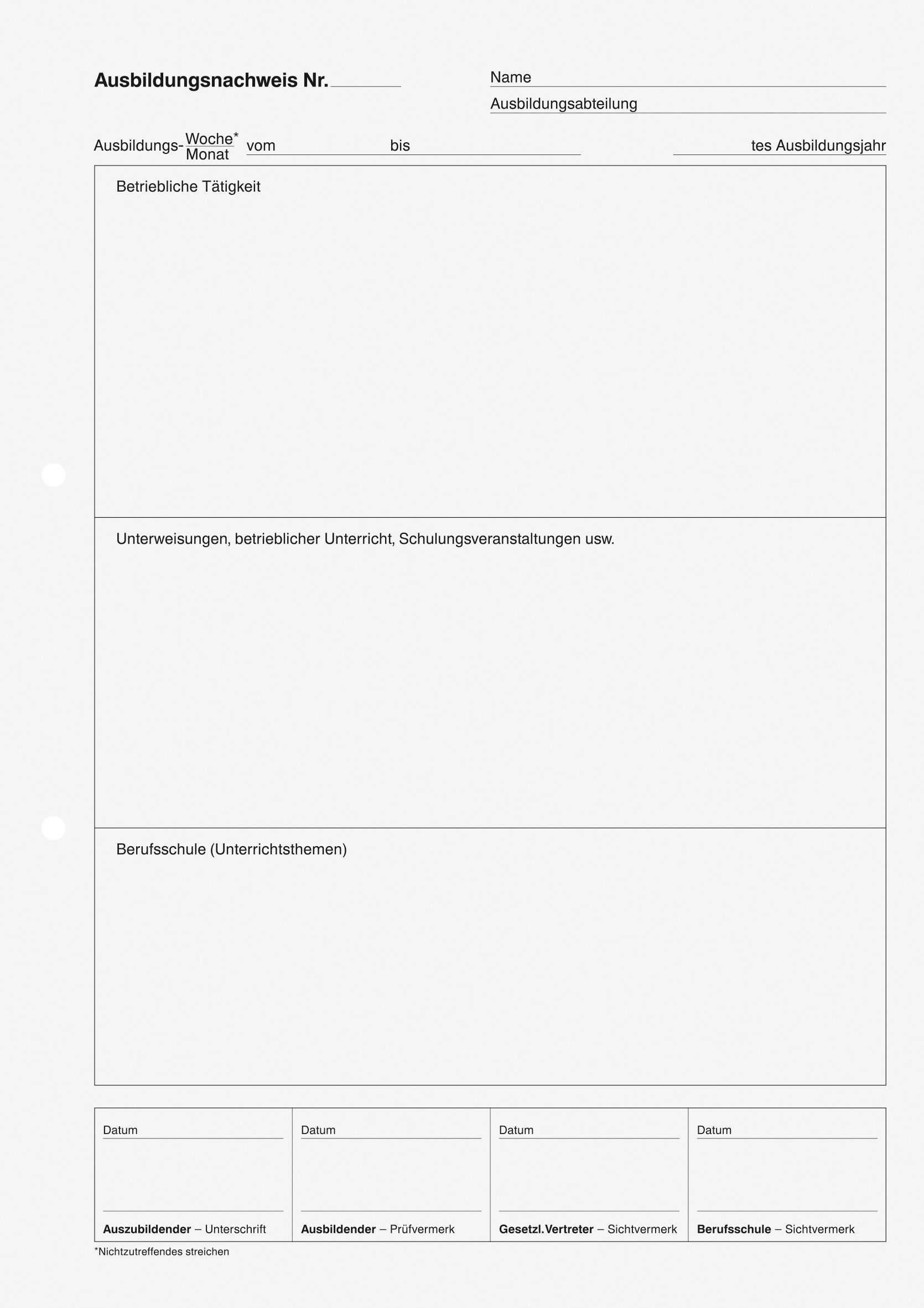 BRUNNEN Formularblock 10X BRUNNEN 1042579 Block A4 Ausbildungsnachweis
