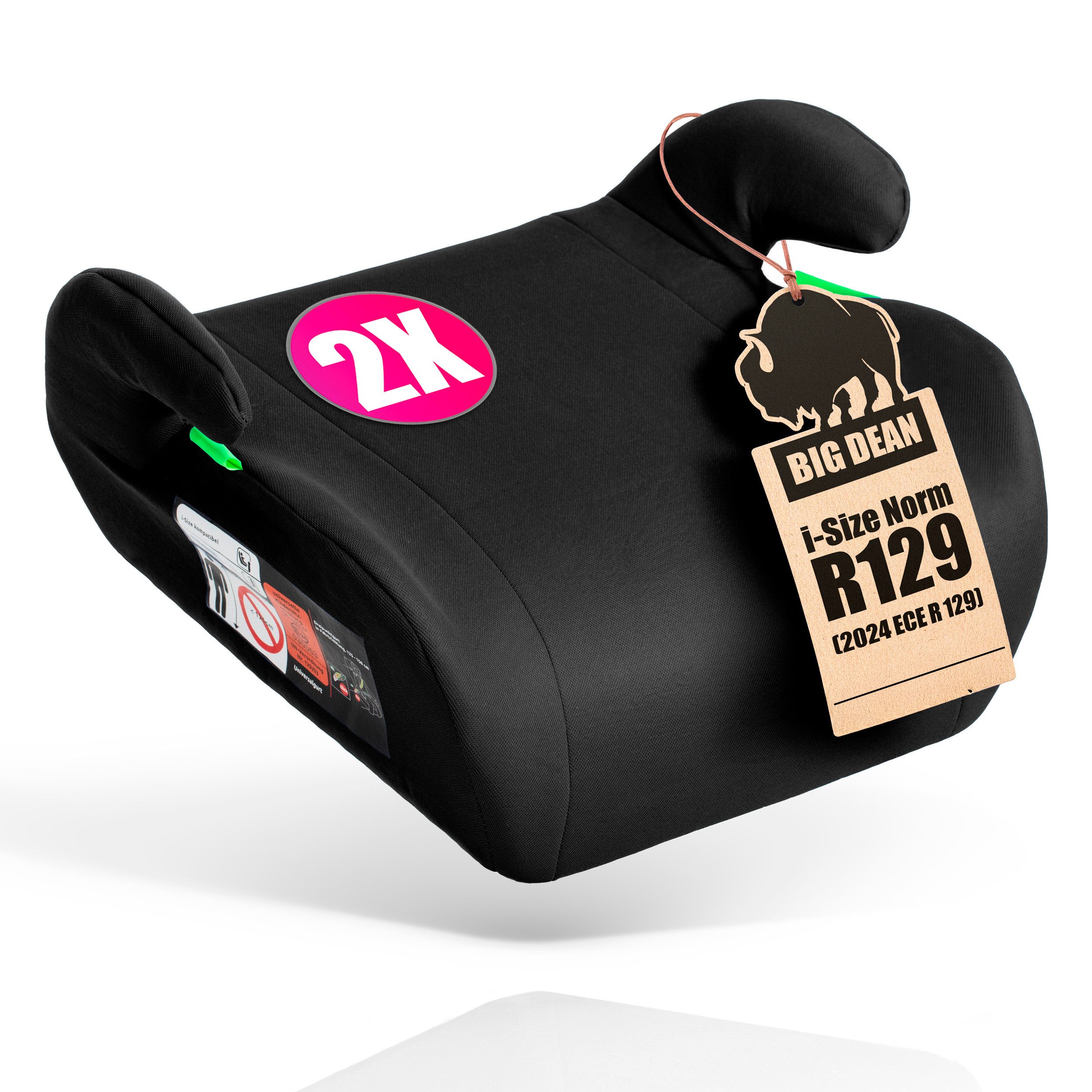 BigDean Kindersitzerhöhung 2 Stück Kindersitzerhöhung nach neuster i-Size Norm, ab: 6 Jahre, bis: 12 Jahre, ab: 125 cm, bis: 150 cm, (Set, 2-tlg), Robuste Sitzschale, HDPE-Kunststoff, Leicht, Kompakt, Schnell nutzbar