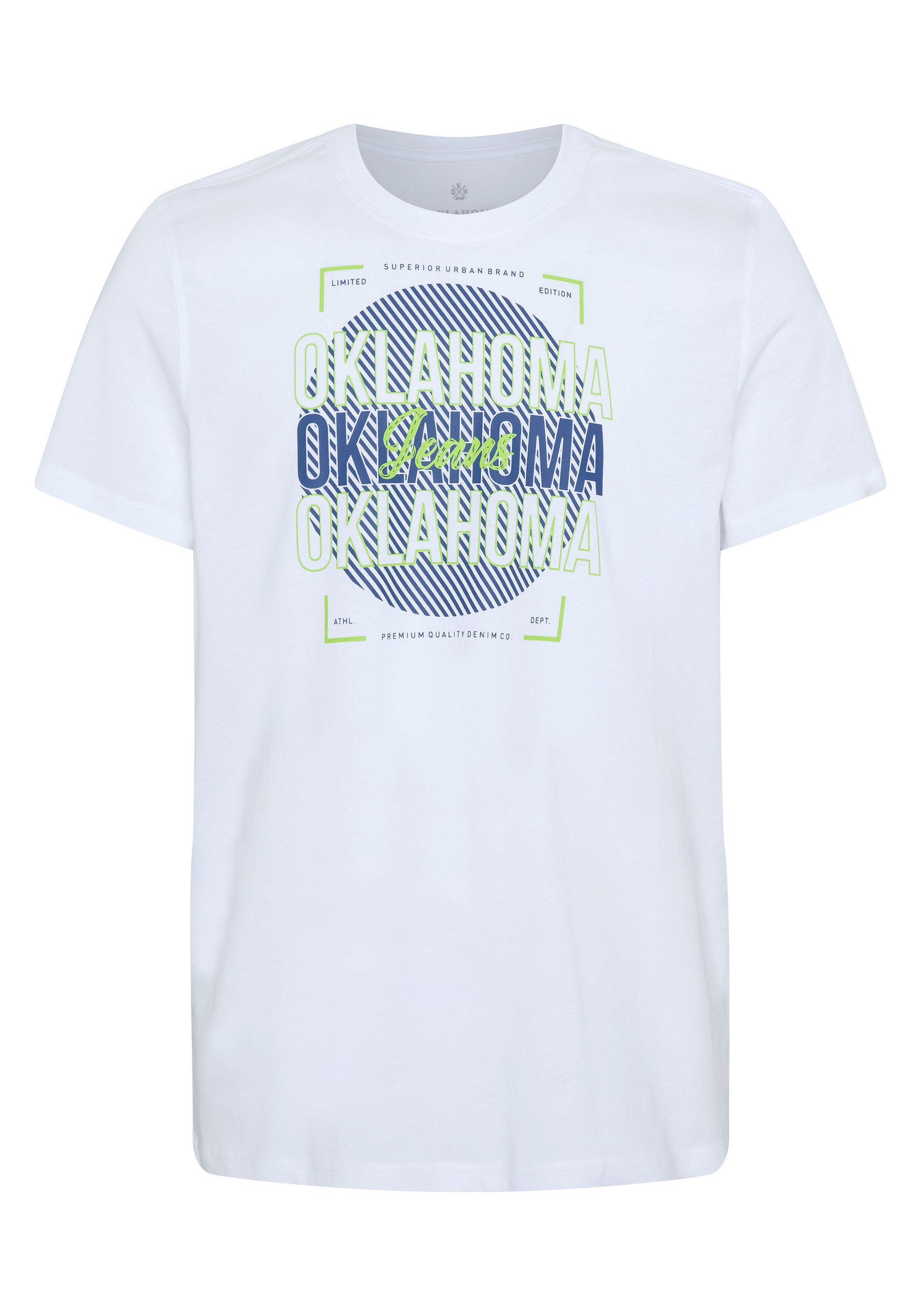 Oklahoma Jeans Print-Shirt im neuen Label-Look 11-0601 Bright White