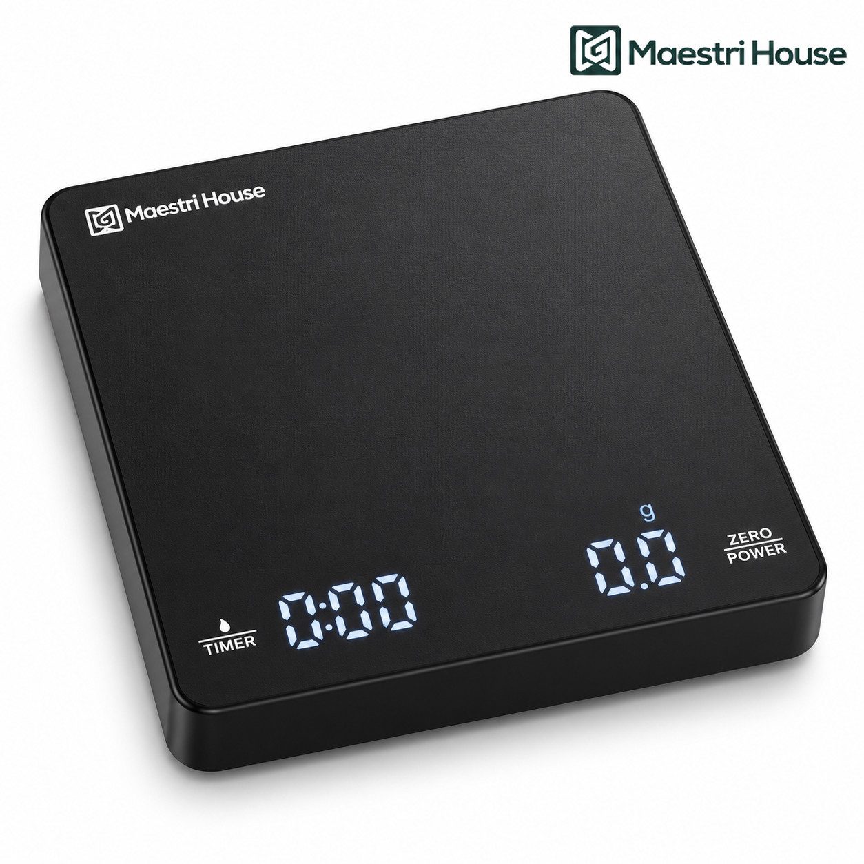 Maestri House Küchenwaage KC200 Mini Kaffeewaage mit Timer, 0,1 g / 2 kg, (1-tlg., für Siebträger und kleine Abtropfschalen), Auto-Timer, USB-C, 800 mAh, Tara, Stummschaltung