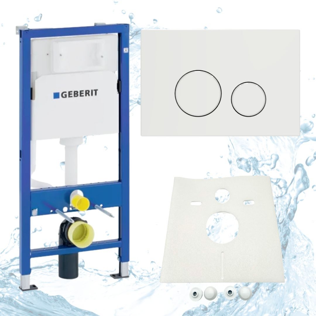 GEBERIT Vorwandelement WC Geberit Duofix Spülkasten WC Drückerplatte weiß, Kompletttset