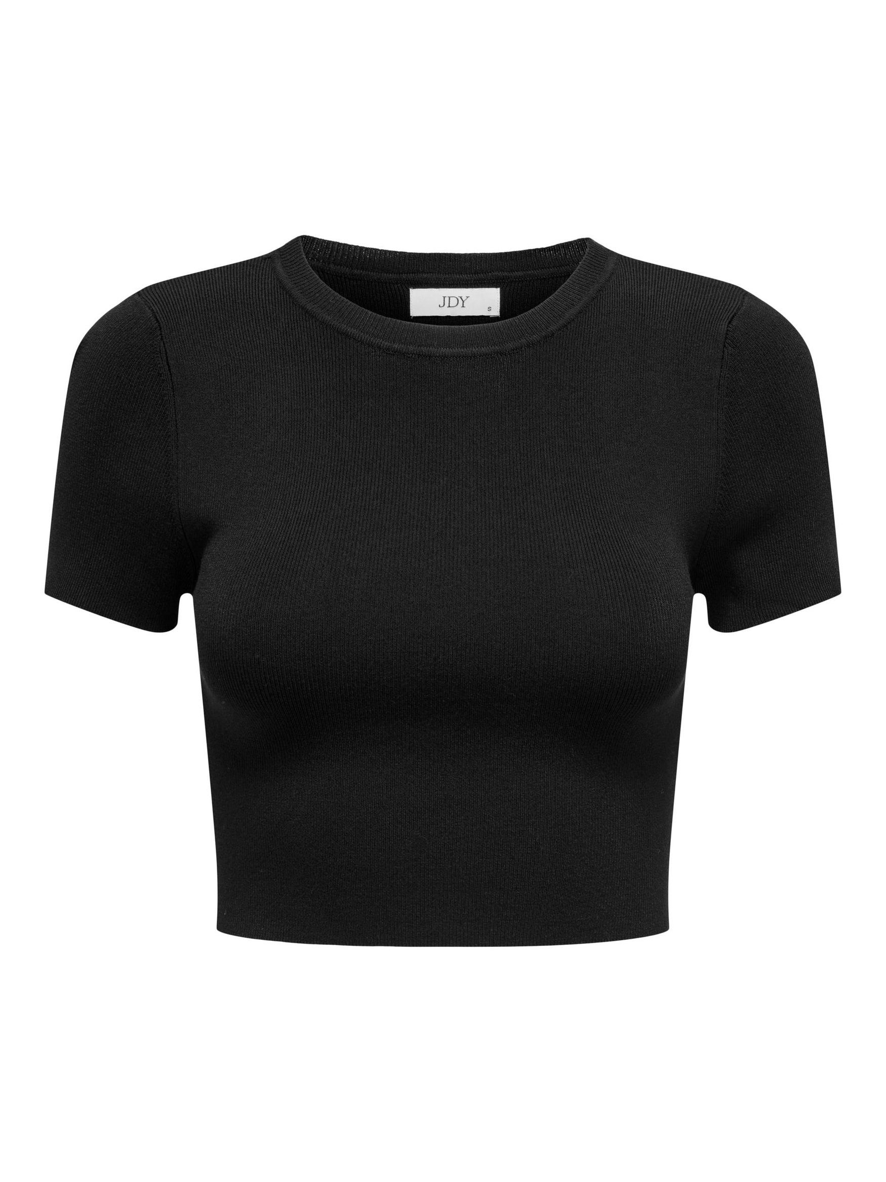 JACQUELINE de YONG 5388 Crop JDYCIRKELINE Kurzarm Top Schwarz-2 T-Shirt in