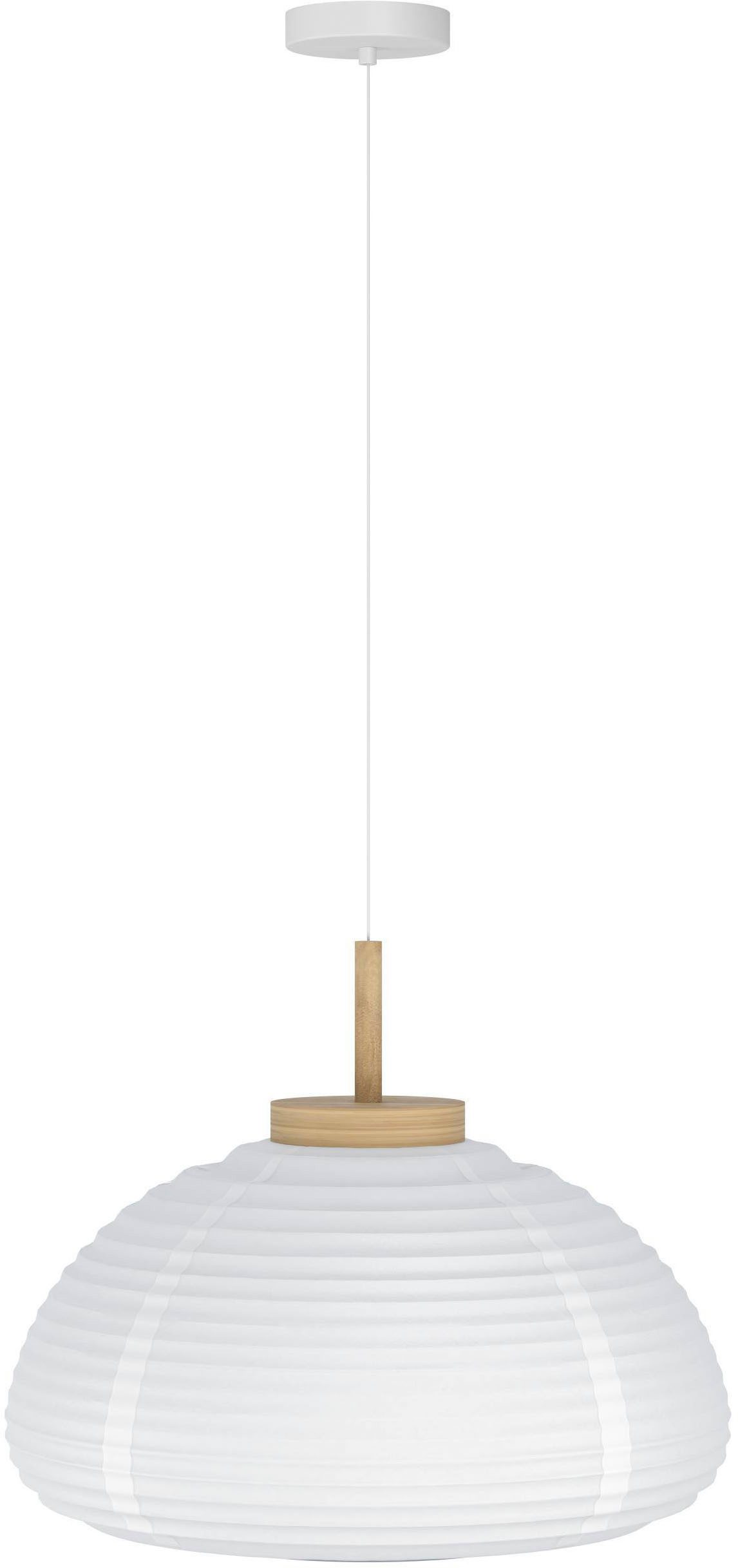 EGLO Hängeleuchte Summerhill Hängelampe 1-fach, Japan-Stil, Metall, Holz und Papier, E27, ohne Leuchtmittel, Hängeleuchte - H110 x Ø40 cm - weiß, braun - 1X40W exkl.