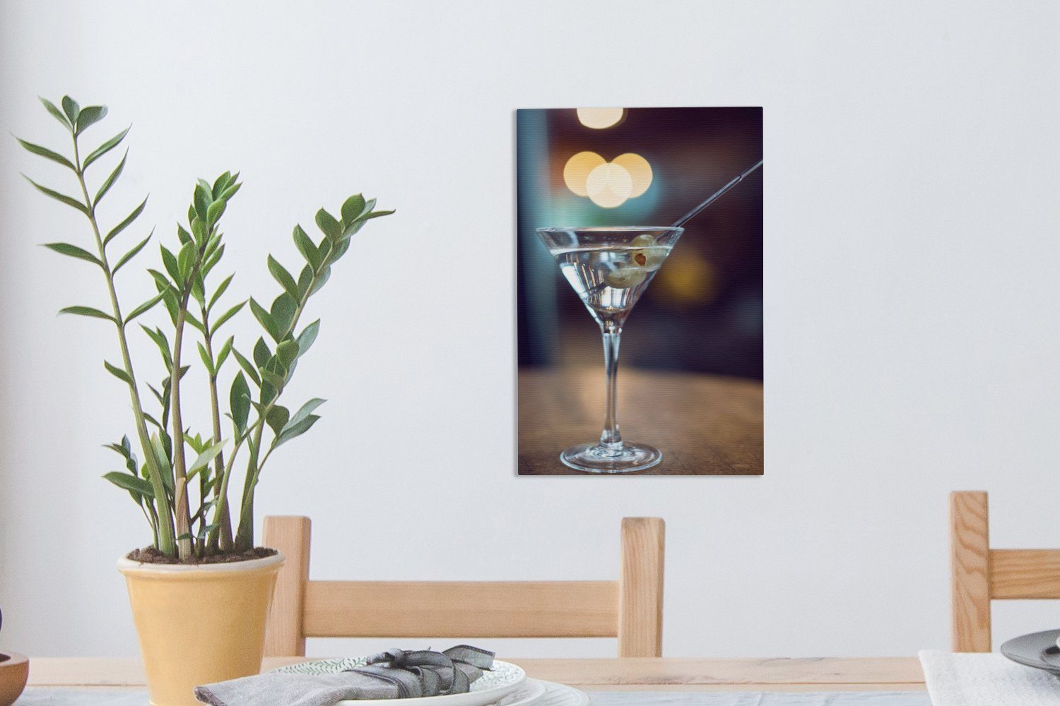 fertig bespannt OneMillionCanvasses® Leinwandbild cm Cocktail auf inkl. Pub, im 20x30 Zackenaufhänger, (1 Bar Gemälde, Martini Leinwandbild einer St),