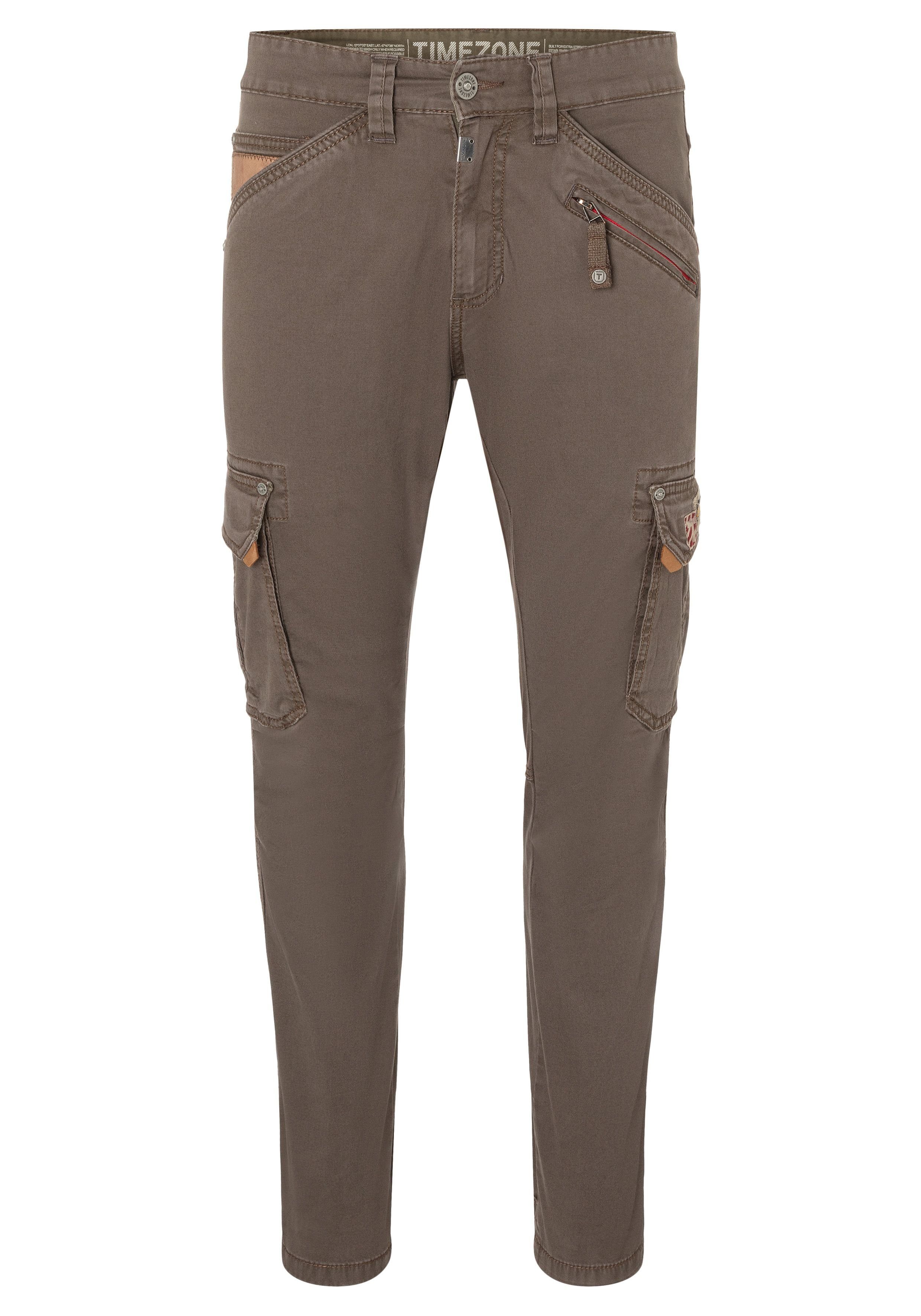 Timezone Herren Chino Hose „Spencer“ – Baumwoll-Stretch, Regular Fit, Slim Leg, Mit Logo-Knopf