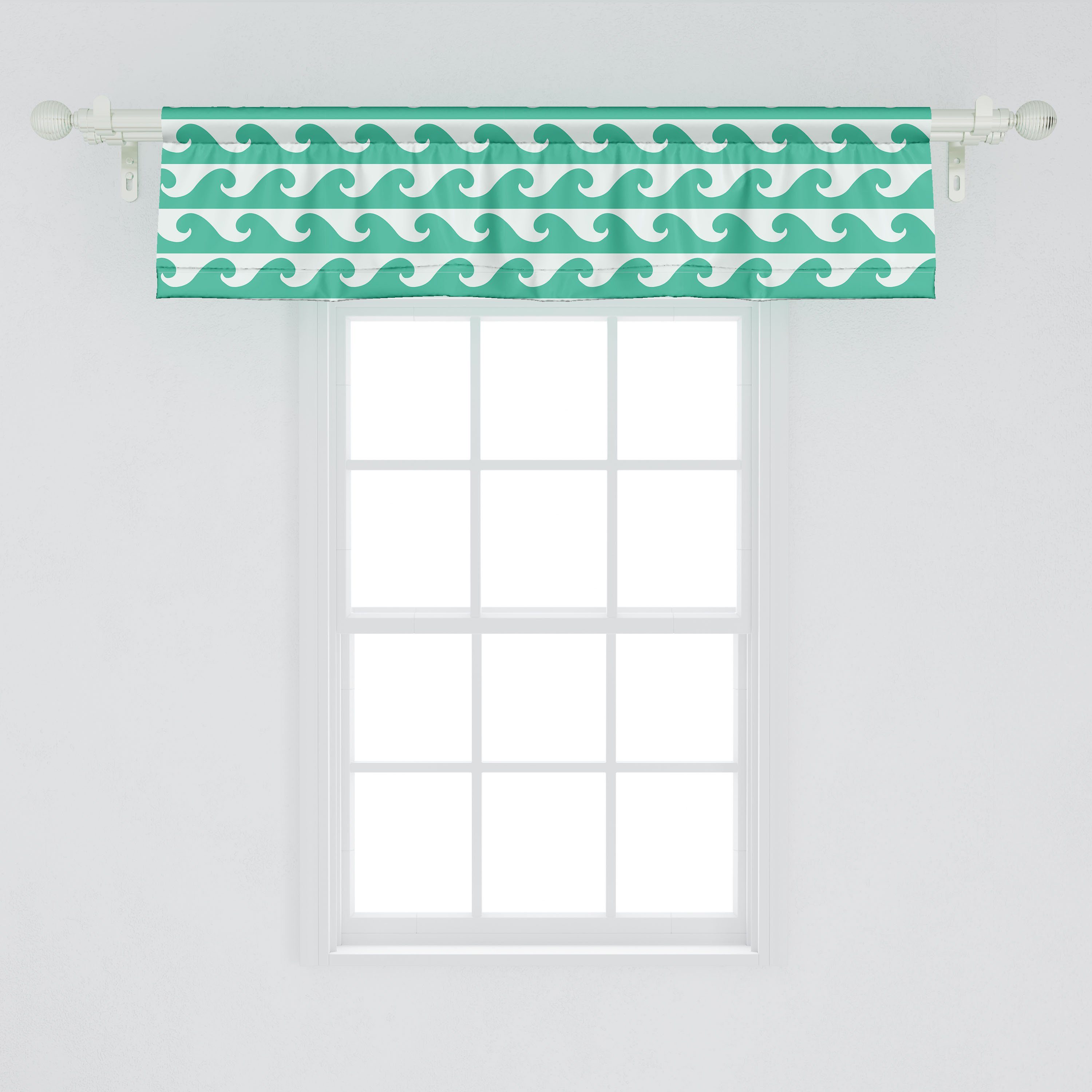 Vorhang für Scheibengardine Aquatic Schlafzimmer Nautisch Dekor Stangentasche, Abakuhaus, Abstrakt Volant Microfaser, Küche Waves mit
