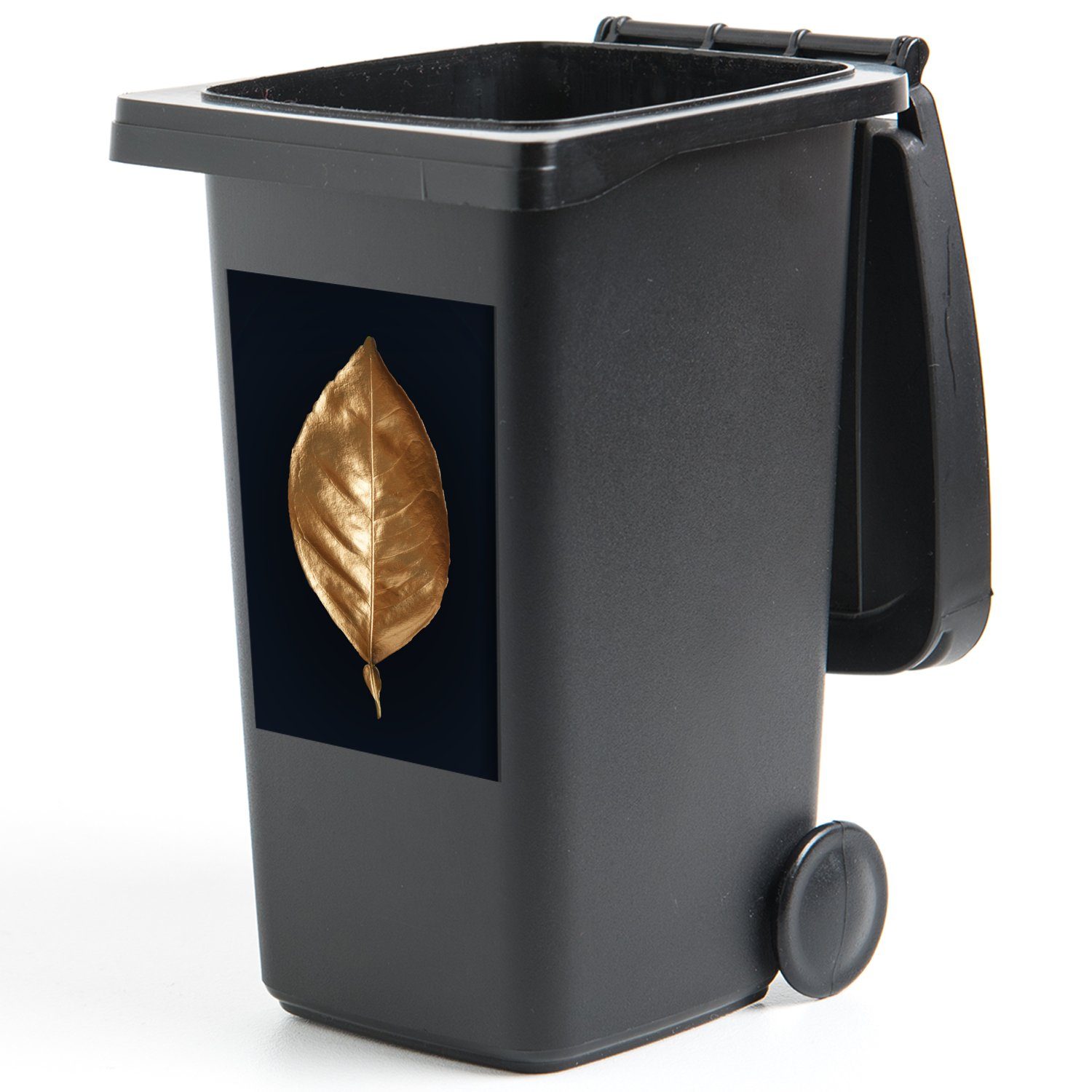 Mülltonne, St), Luxus - Sticker, Mülleimer-aufkleber, (1 Container, MuchoWow Abfalbehälter Gold Wandsticker - Blatt