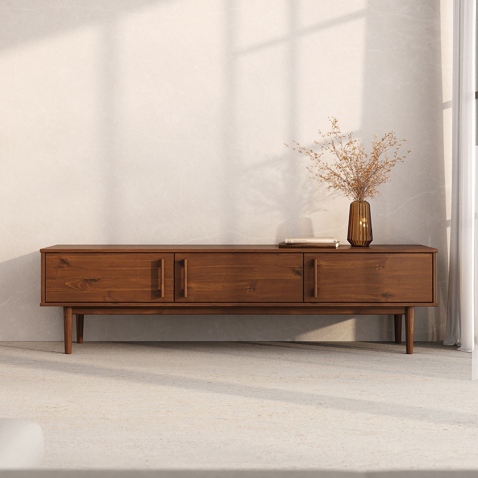 IDIMEX Lowboard TECCA, Niedriges Sideboard aus Massivholz 3 Türen Wohnzimme günstig online kaufen